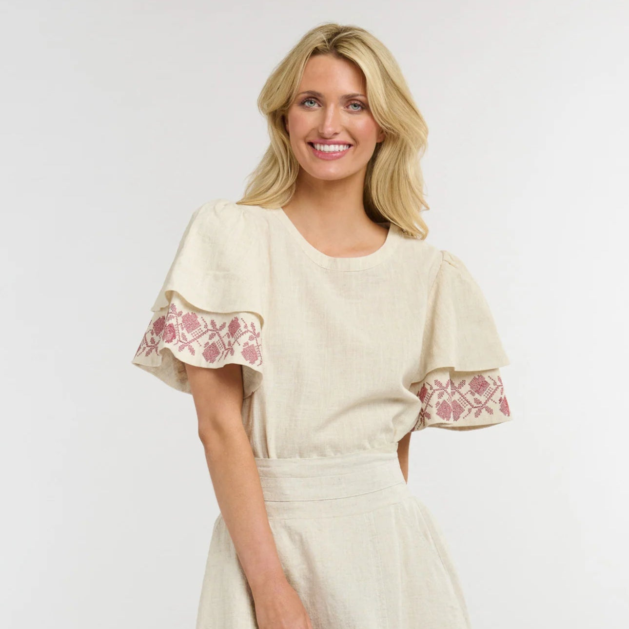 Sleeve Detail Top | Folklore | Natural