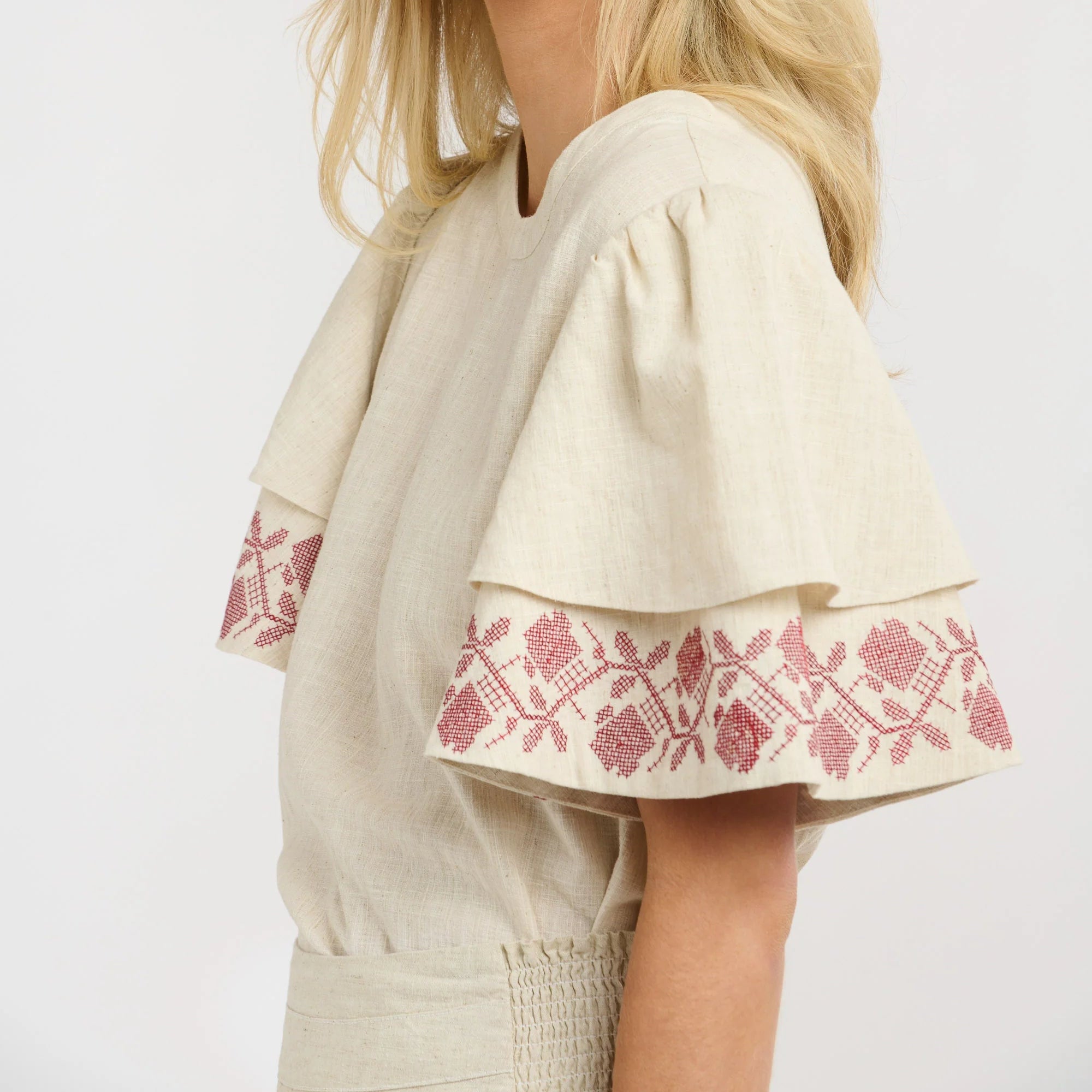 Sleeve Detail Top | Folklore | Natural