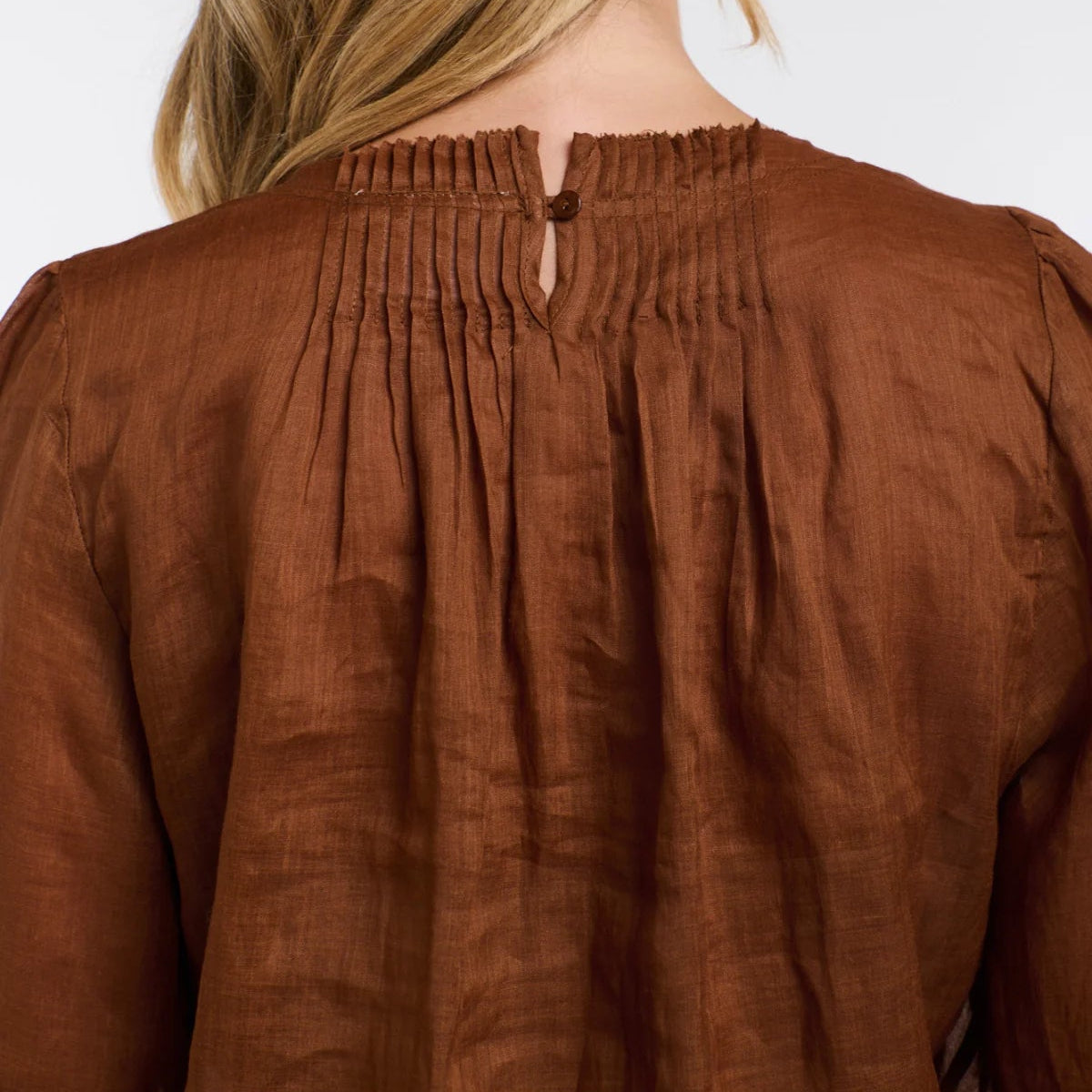 Long Sleeve Pintuck Top | Ariel | Brandy