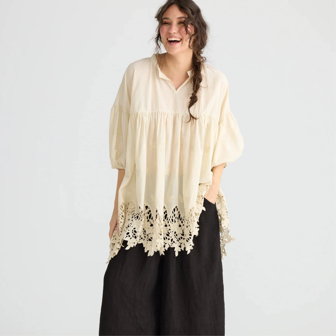 French Lace Smock | Stone