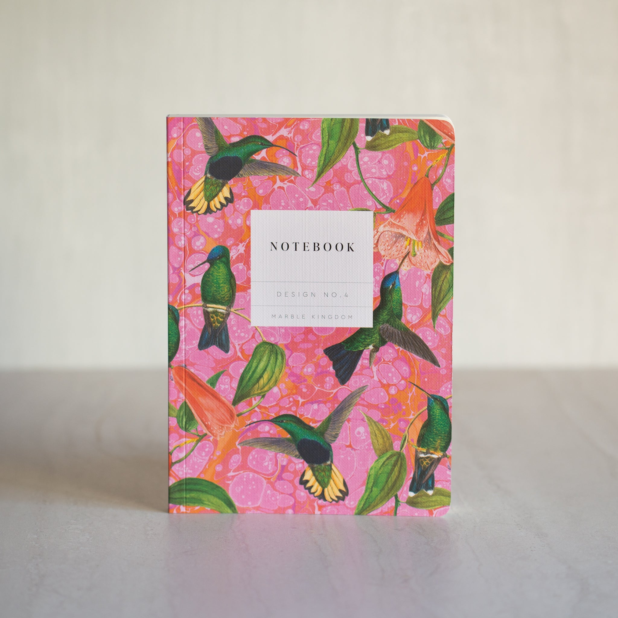 Textured Soft Cover A5 Notebook | Marble Hummingbirds