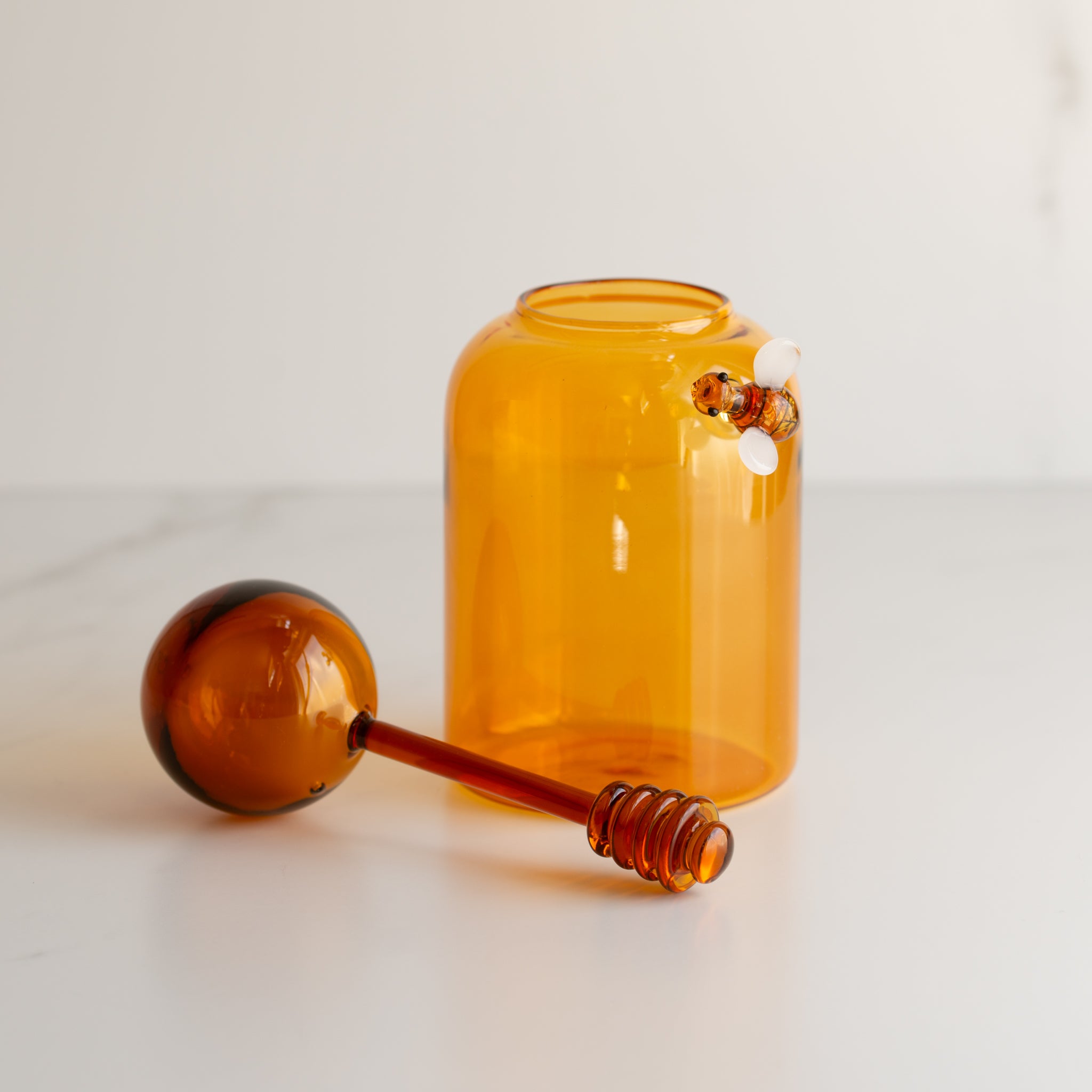 Glass Bee Honey Jar | Amber
