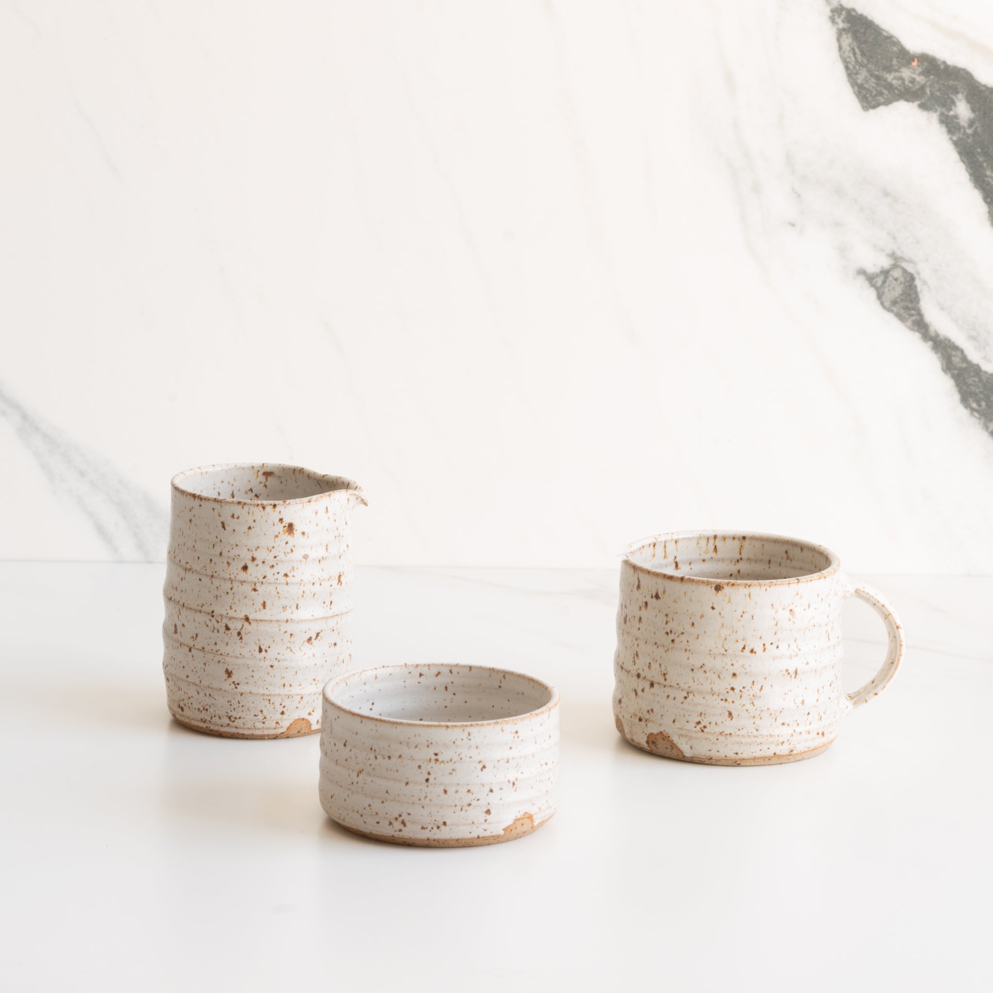 Anna Campbell | New Zealand Ceramics | Small Pourer | Speckled White