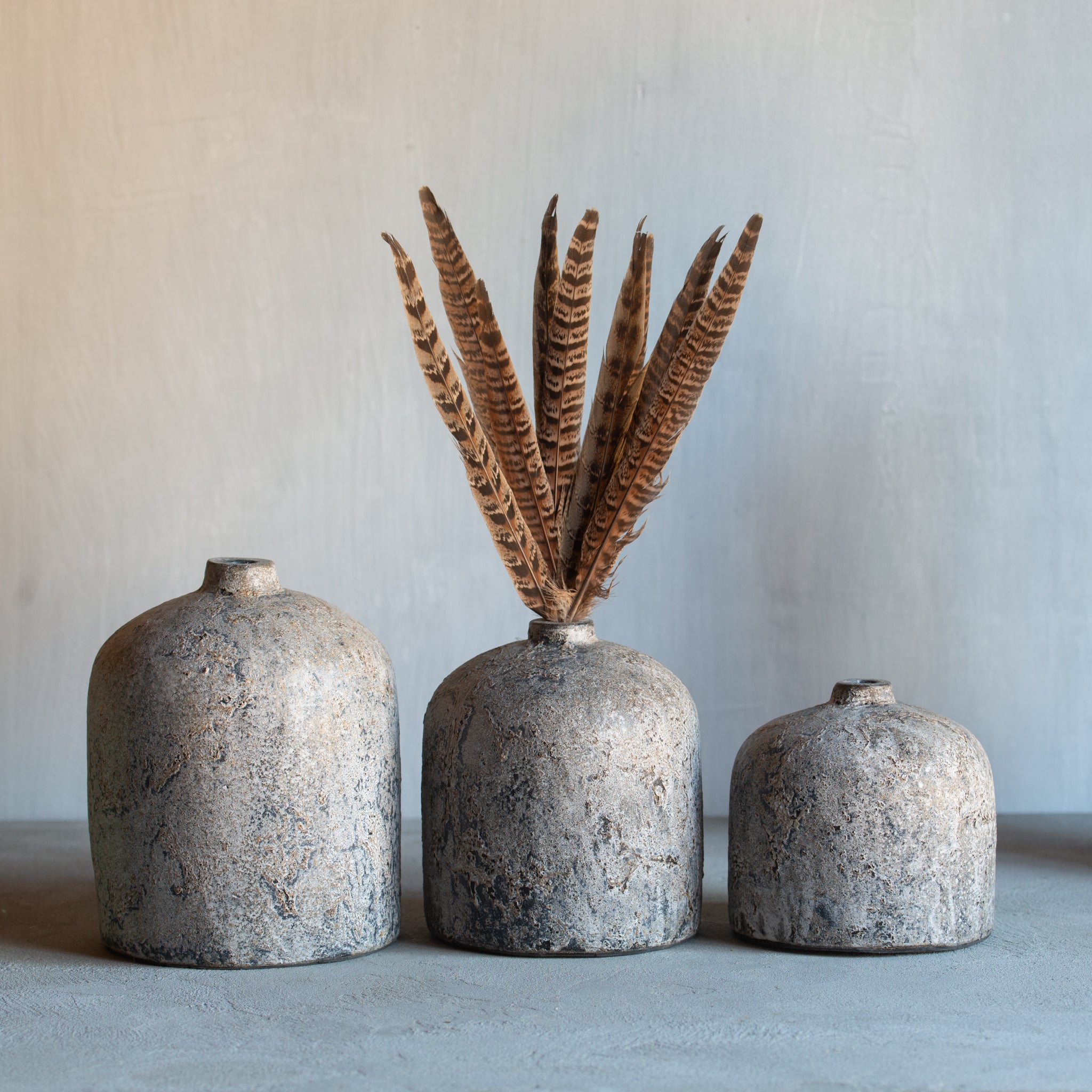 Terracotta Bottle Vase | Grey Finish