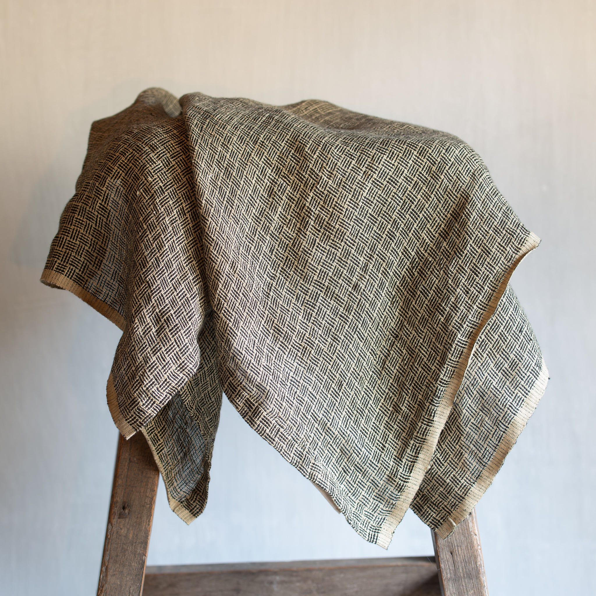 Tea Towel | Stripe/Check | Seagrass + Black
