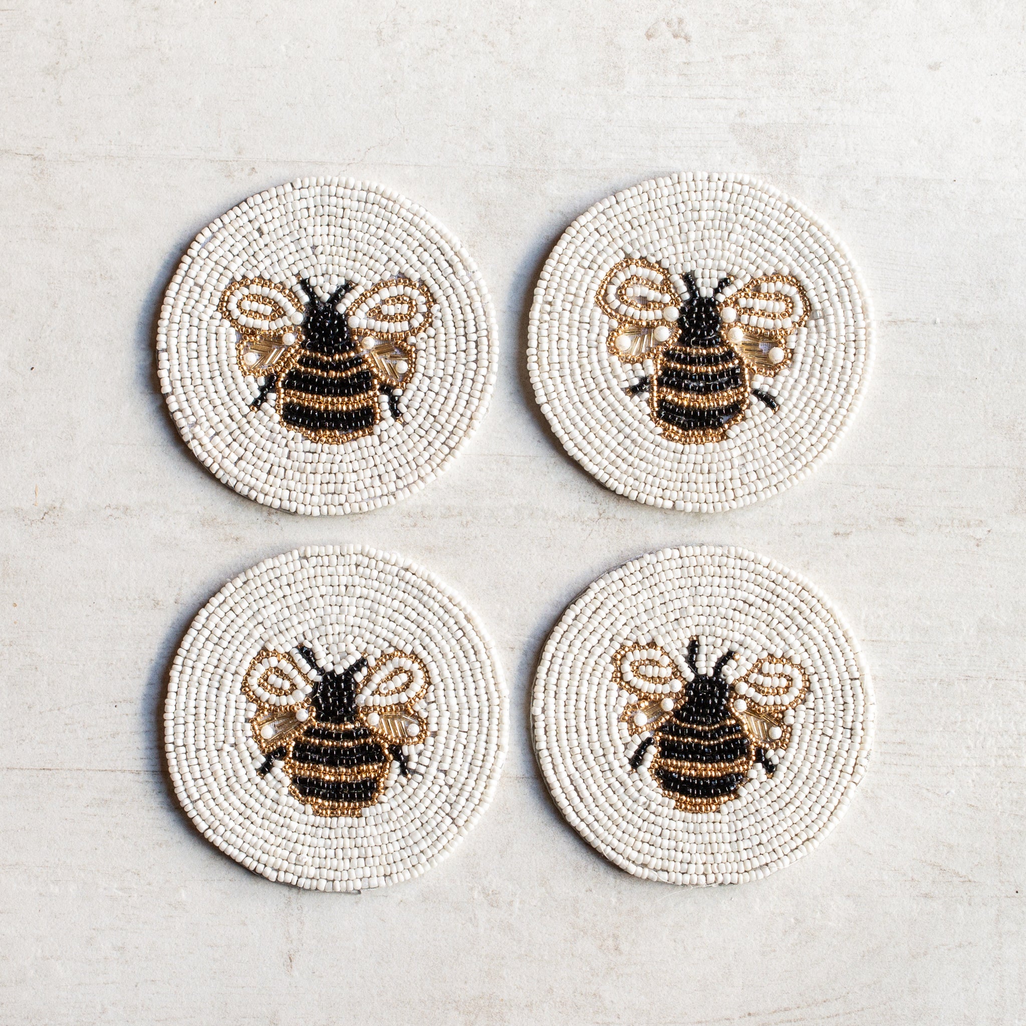 Beaded Coaster | Set of 4 | Bee