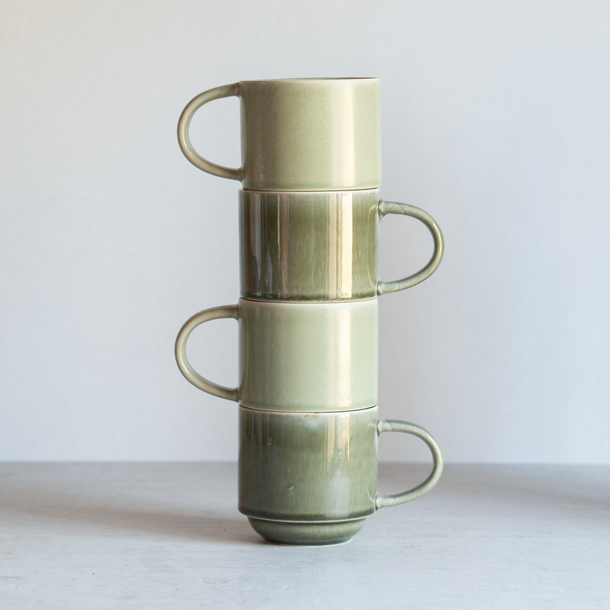 Calla Mugs | Set of 4 | Green Smoke
