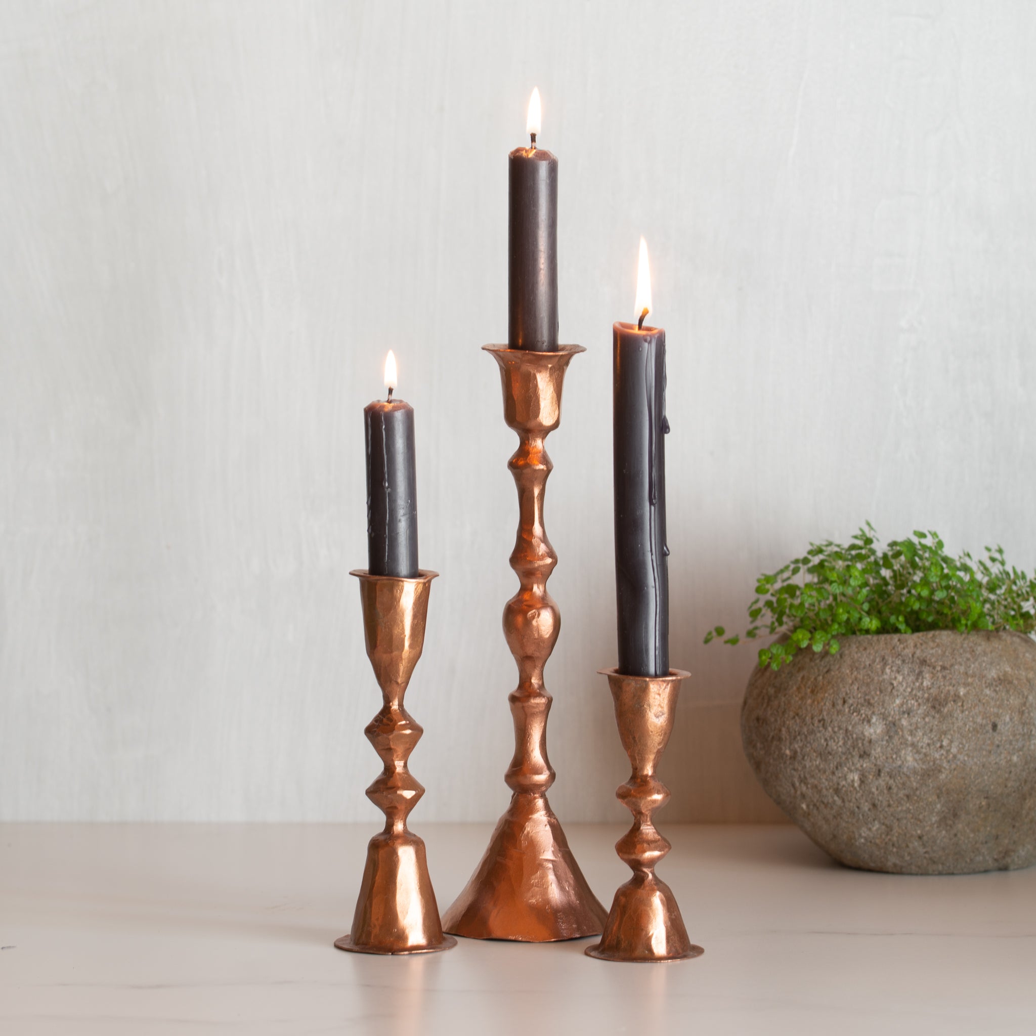 Candle Holder | Diamond | Copper | Set of 3