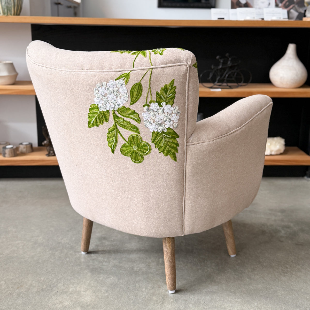 Embroidered Chair + Stool | Hydrangea