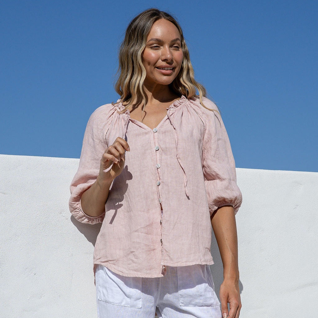 Linen Shirt | Belina | Blush