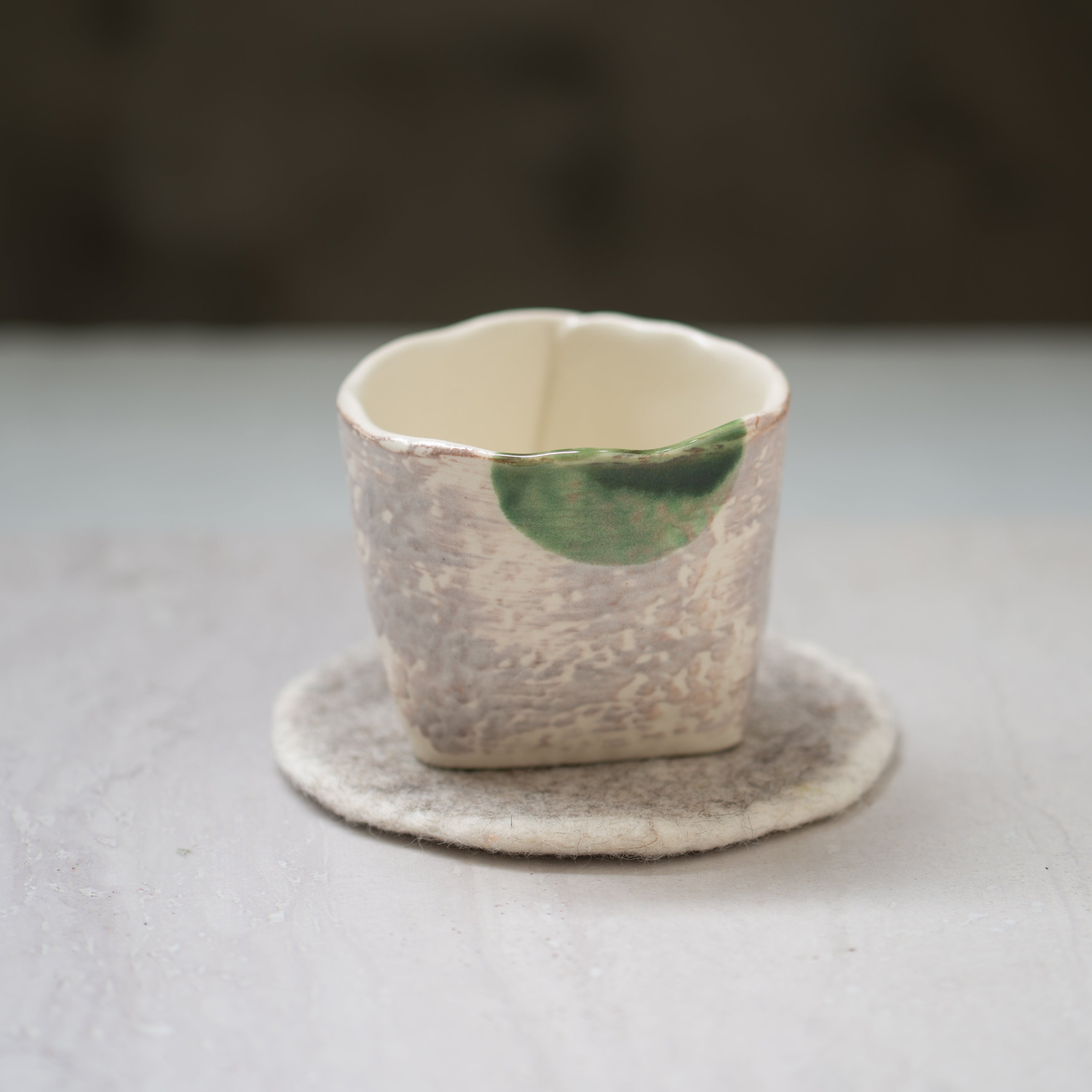 Muskhane Wool Felt Coaster | Light Stone + Natural