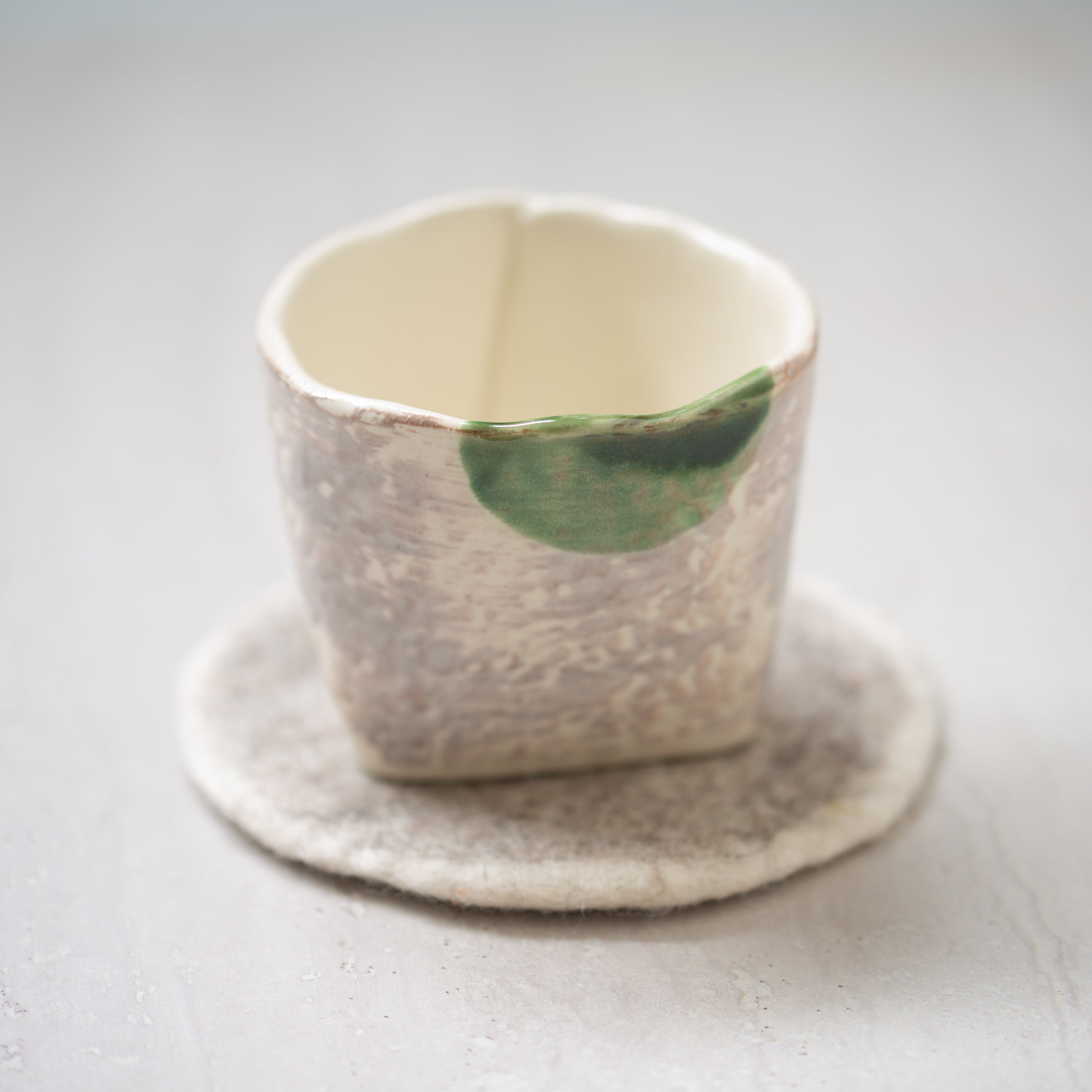 Muskhane Wool Felt Coaster | Light Stone + Natural