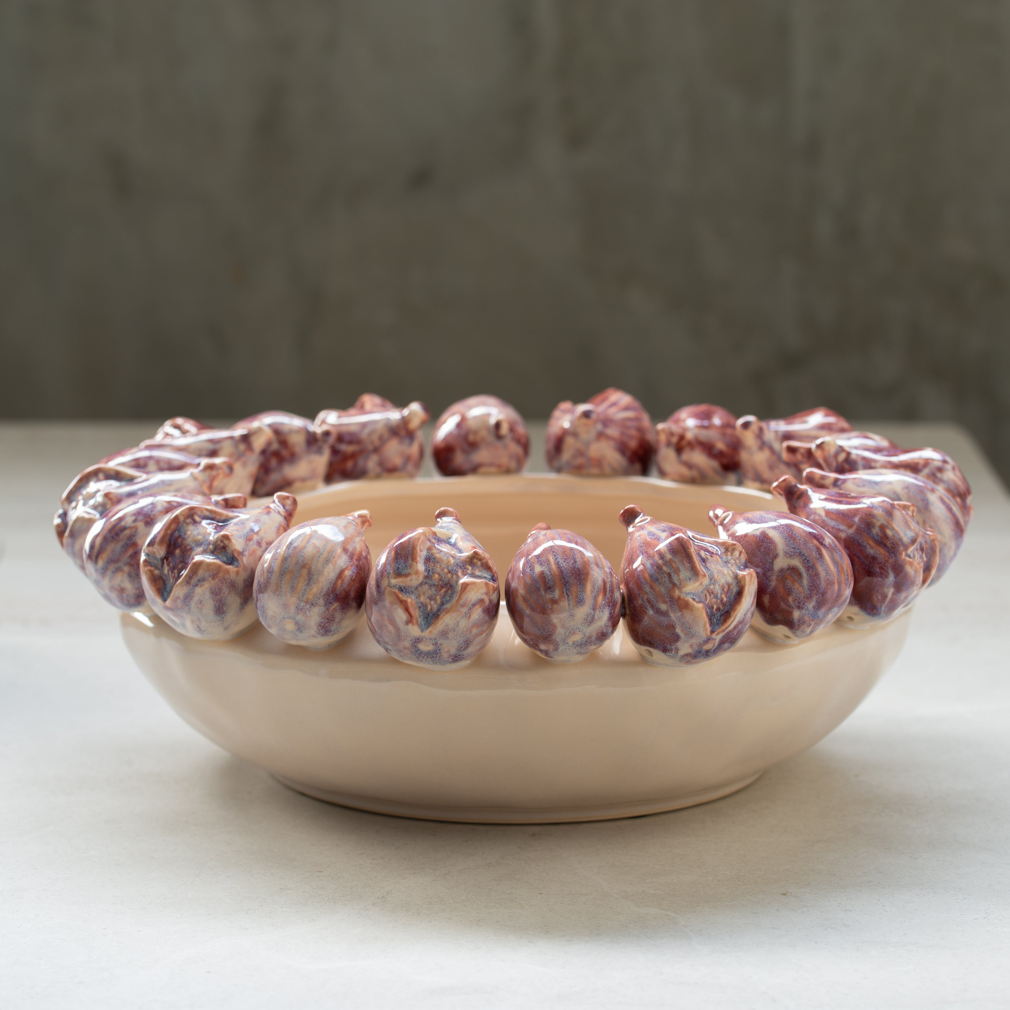 Ceramic Fig Bowl | Ivory + Aubergine
