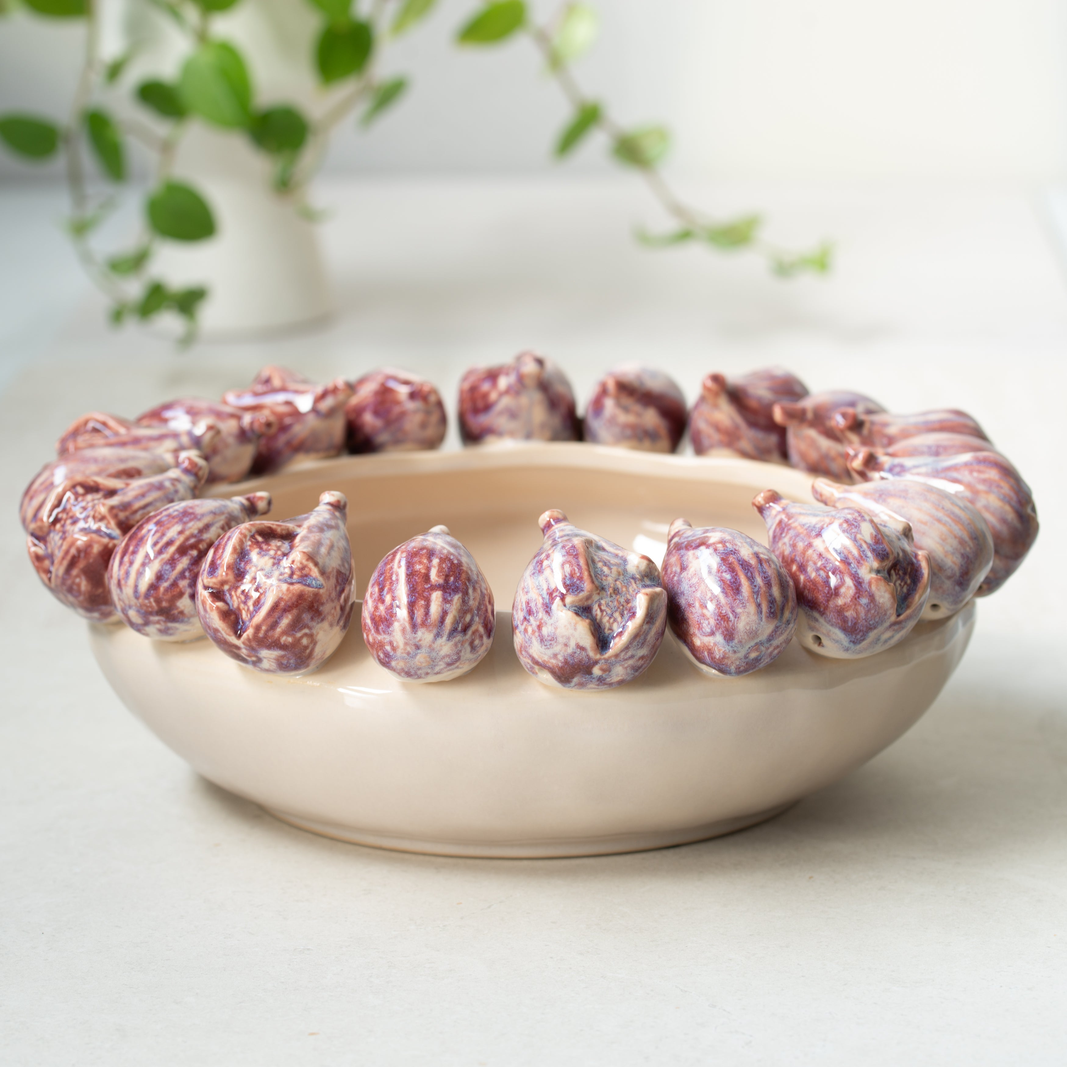 Ceramic Fig Bowl | Ivory + Aubergine