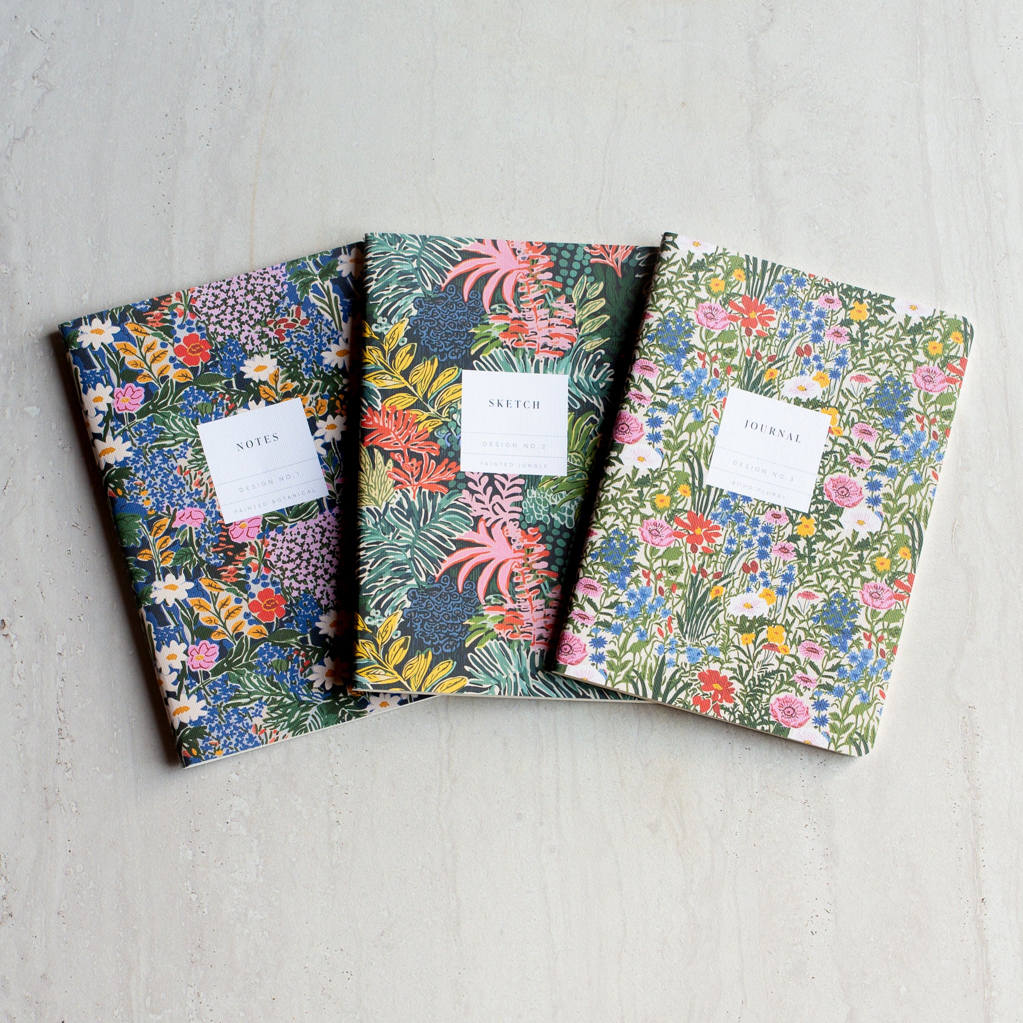 Stitch Bound Medium Notebook | Set/3 | Flowers