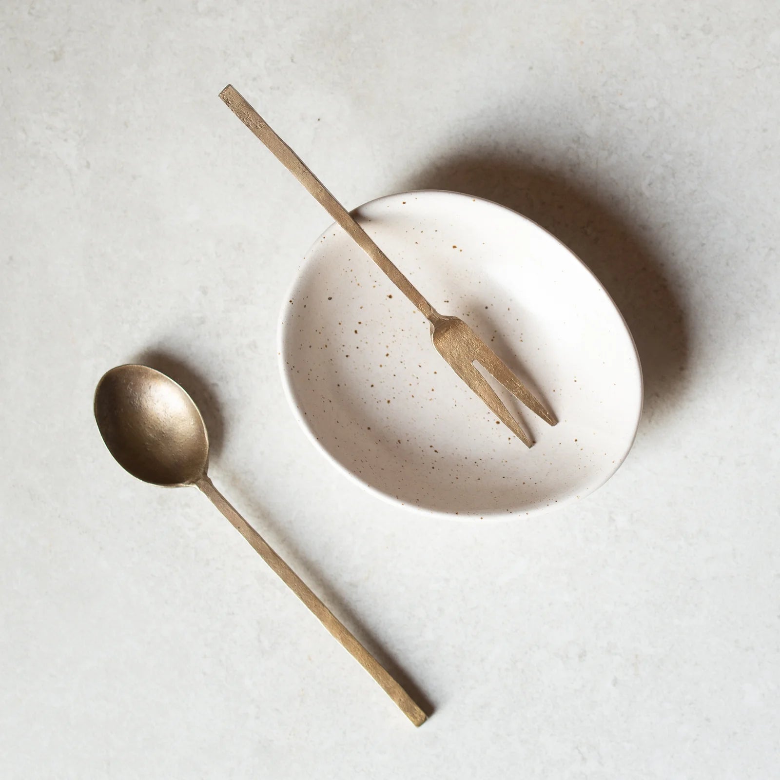 Hand Forged Spoon | Oval | Antique Brass | 13cm