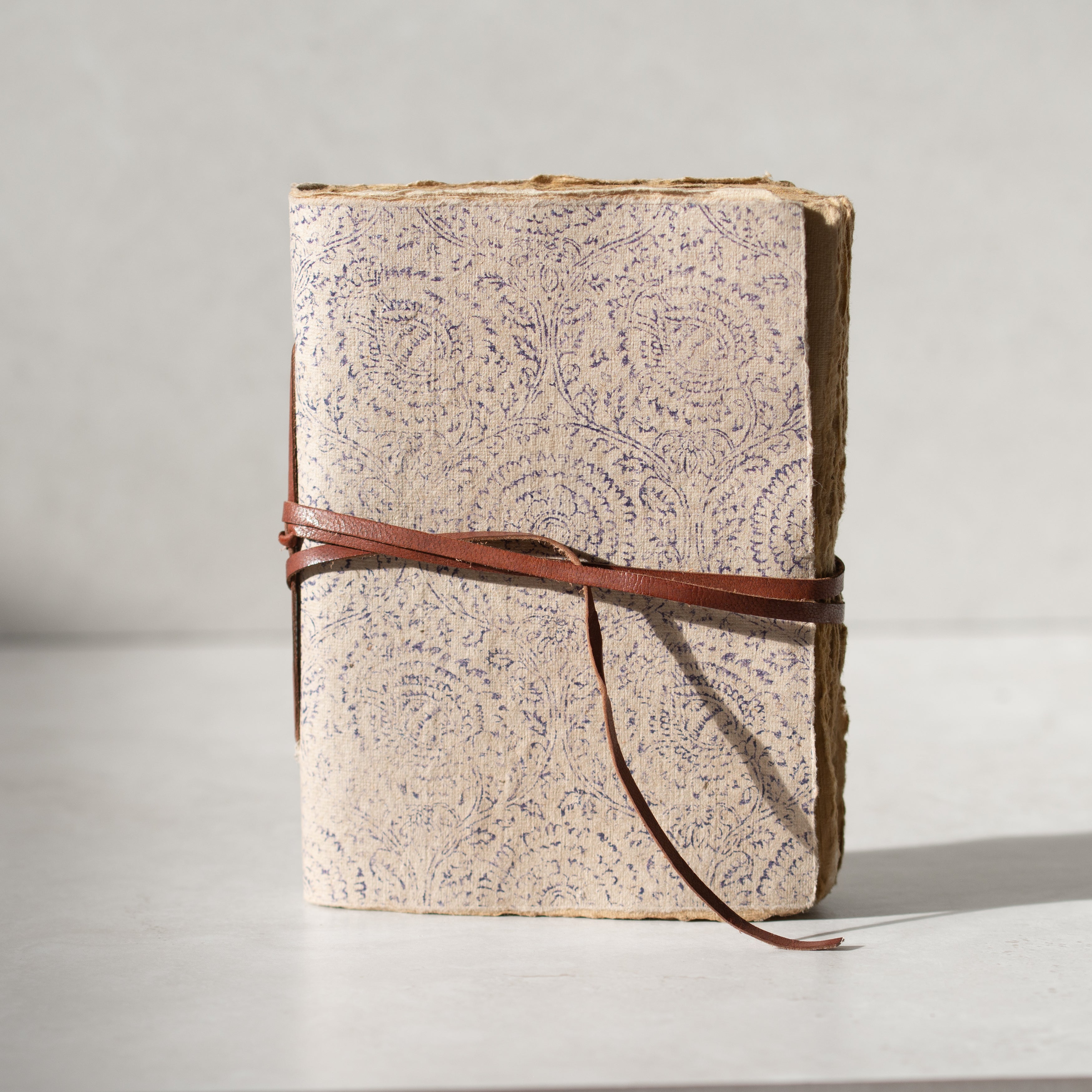 Handmade Journal | Blue Floral | Large | Brown Paper