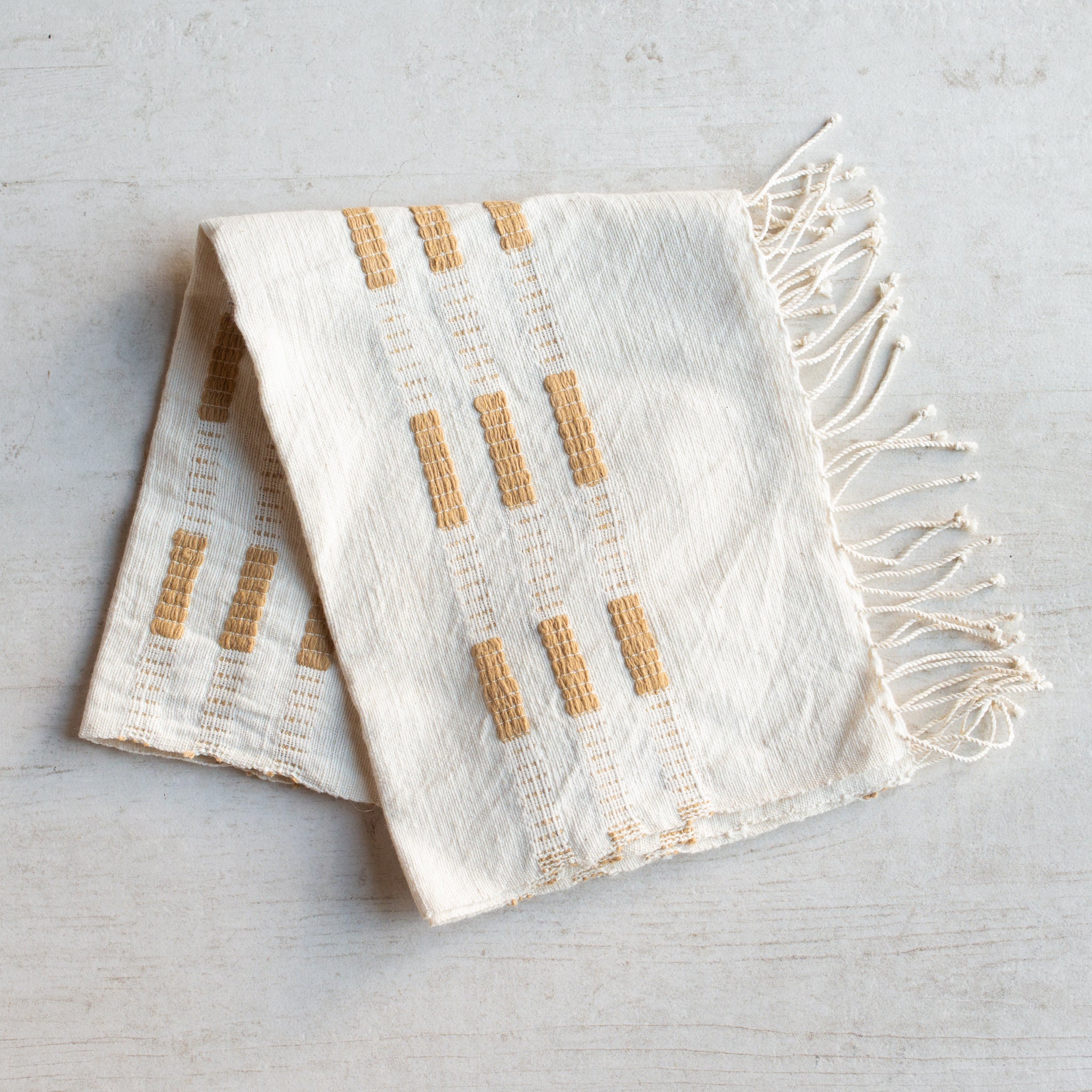 Handwoven Hand Towel | Cotton | Natural + Mustard