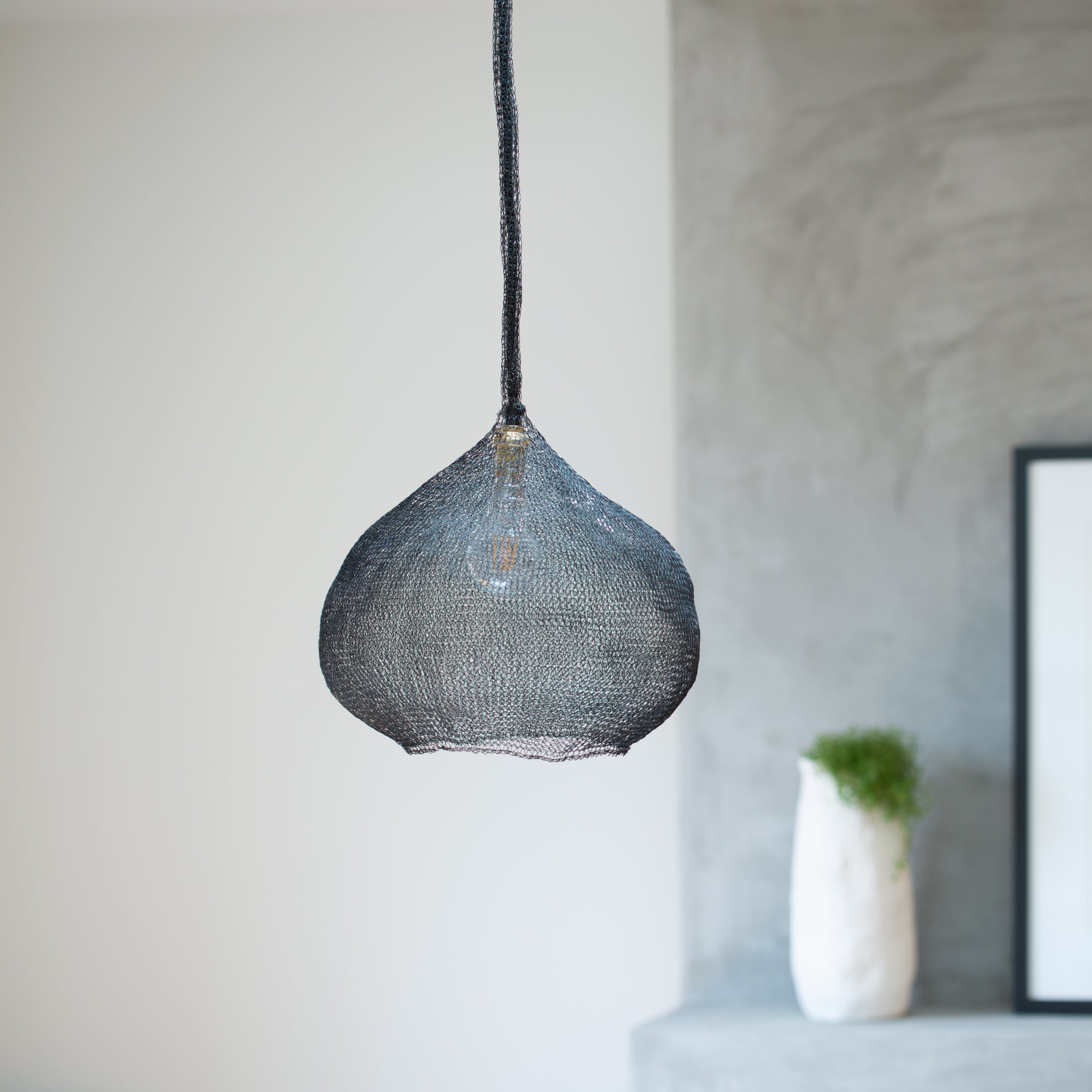 Hand Woven Wire Light Shade | Otto | Black Mist