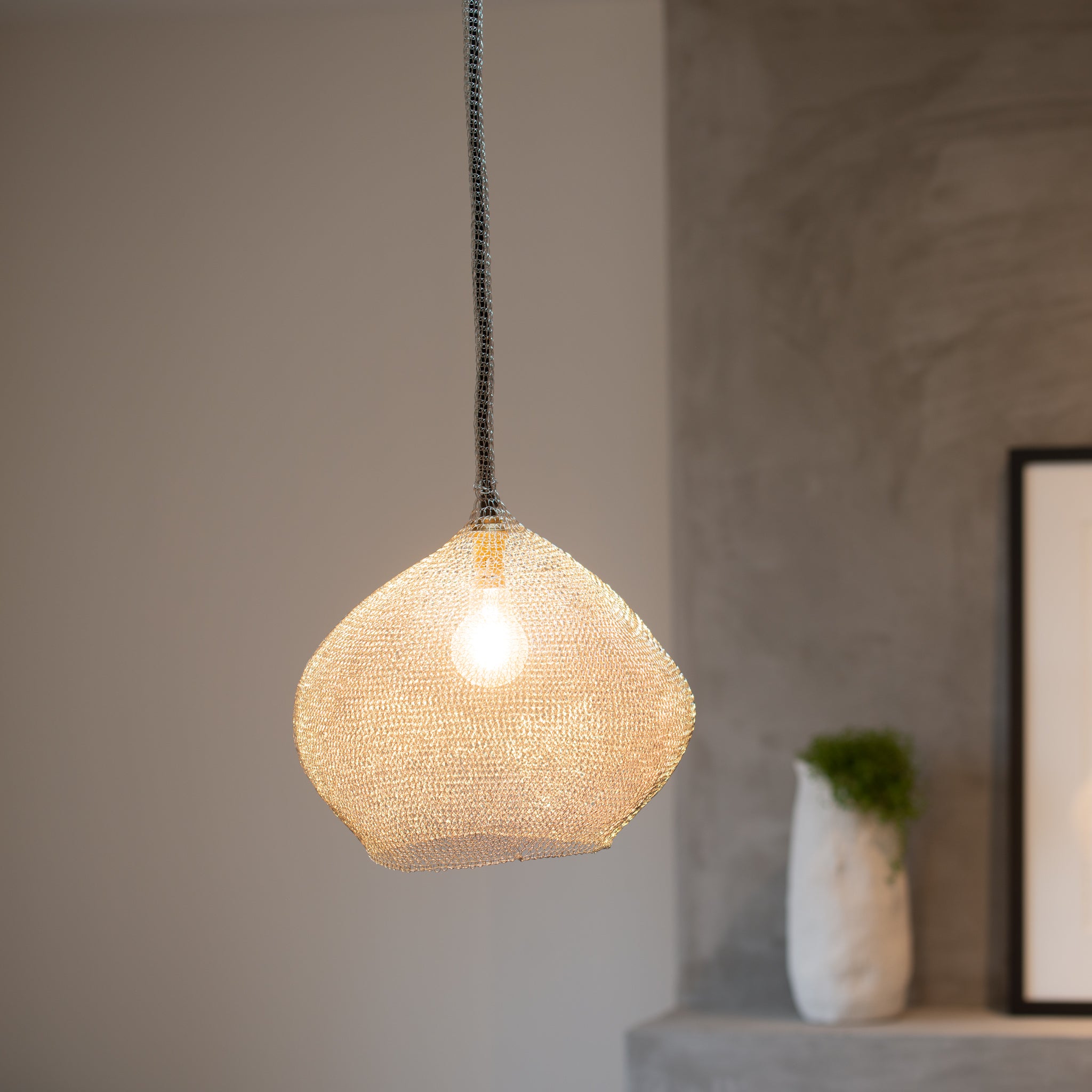 Hand Woven Wire Light Shade | Otto | Silver