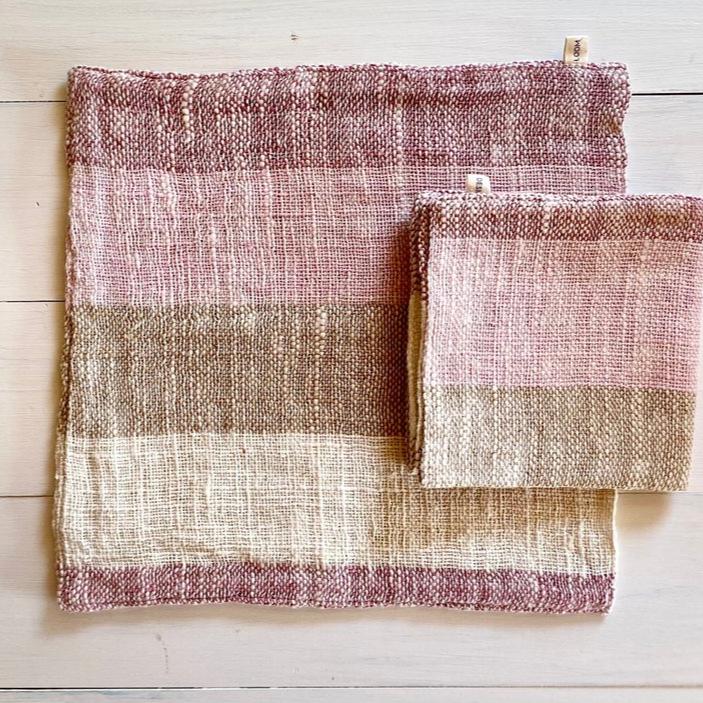 Face Washer | Pink + Dark Stripe