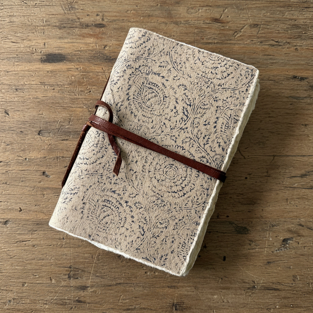 Handmade Journal | Blue Floral | Small | White Paper