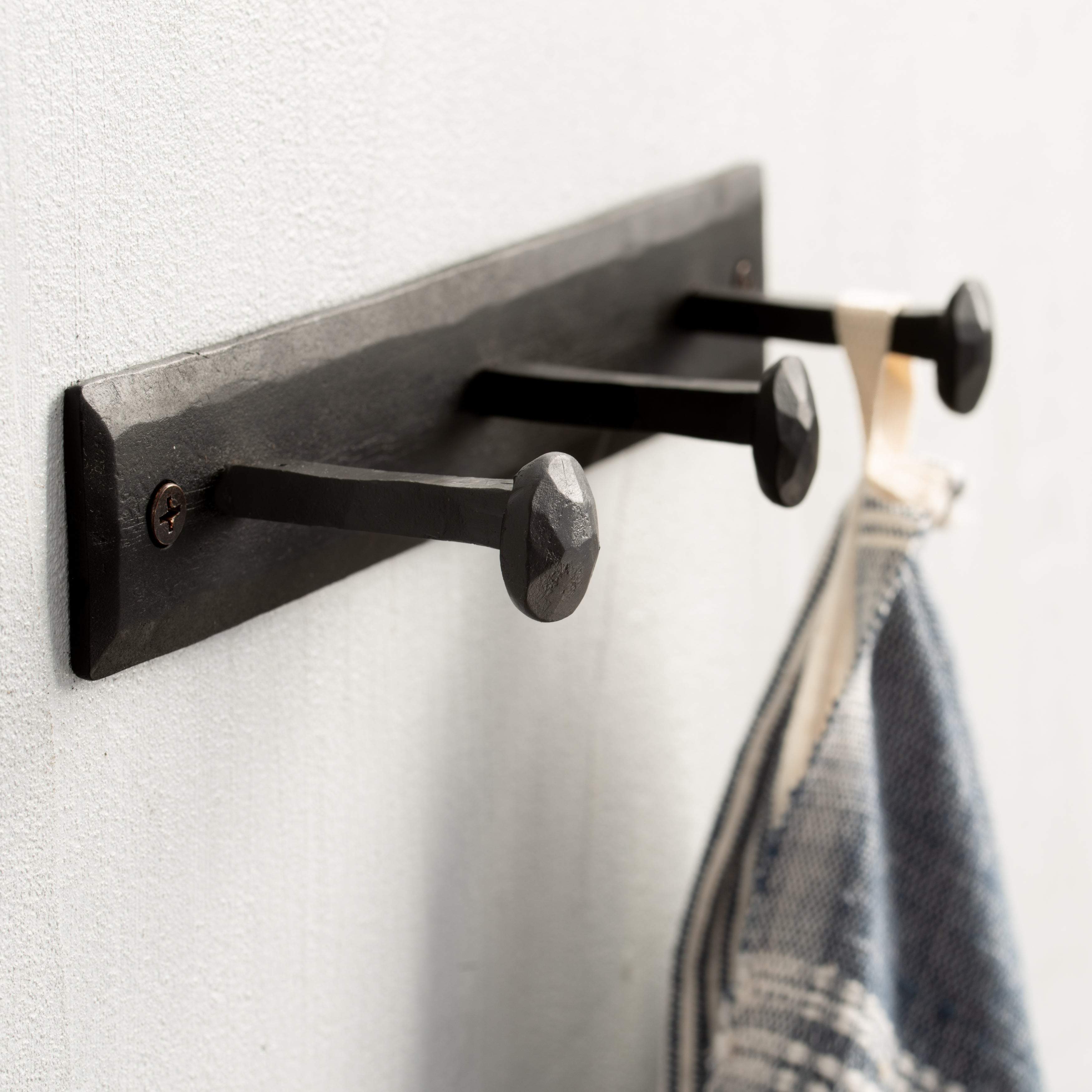Forged | Iron 3 Pin Hook | Black