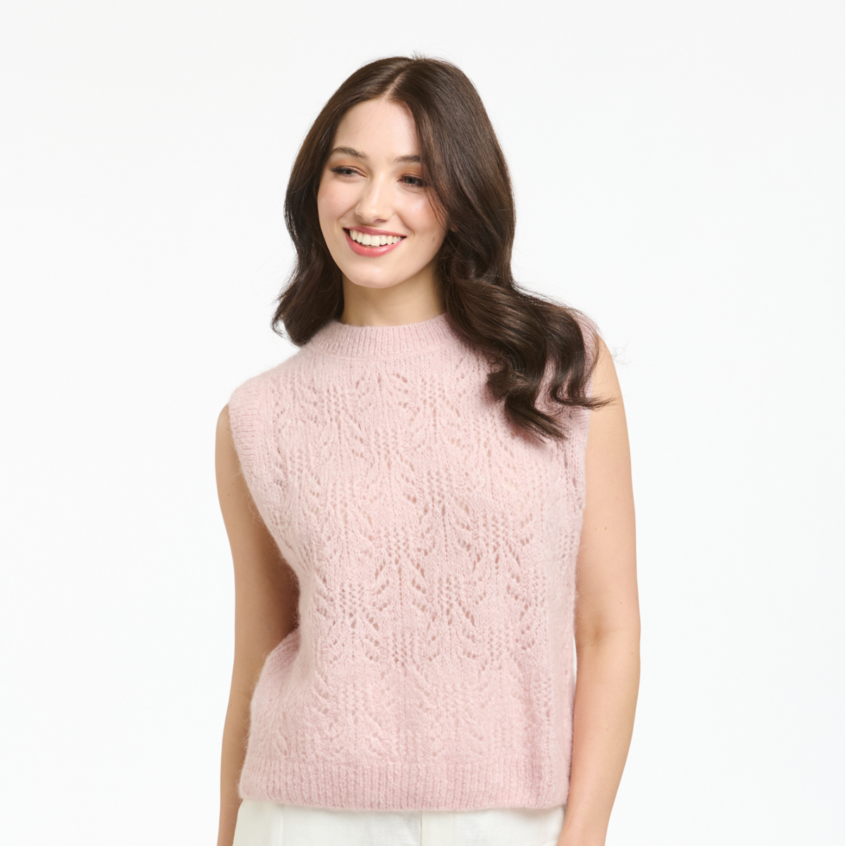 Mohair Vest | Pointelle | Pink