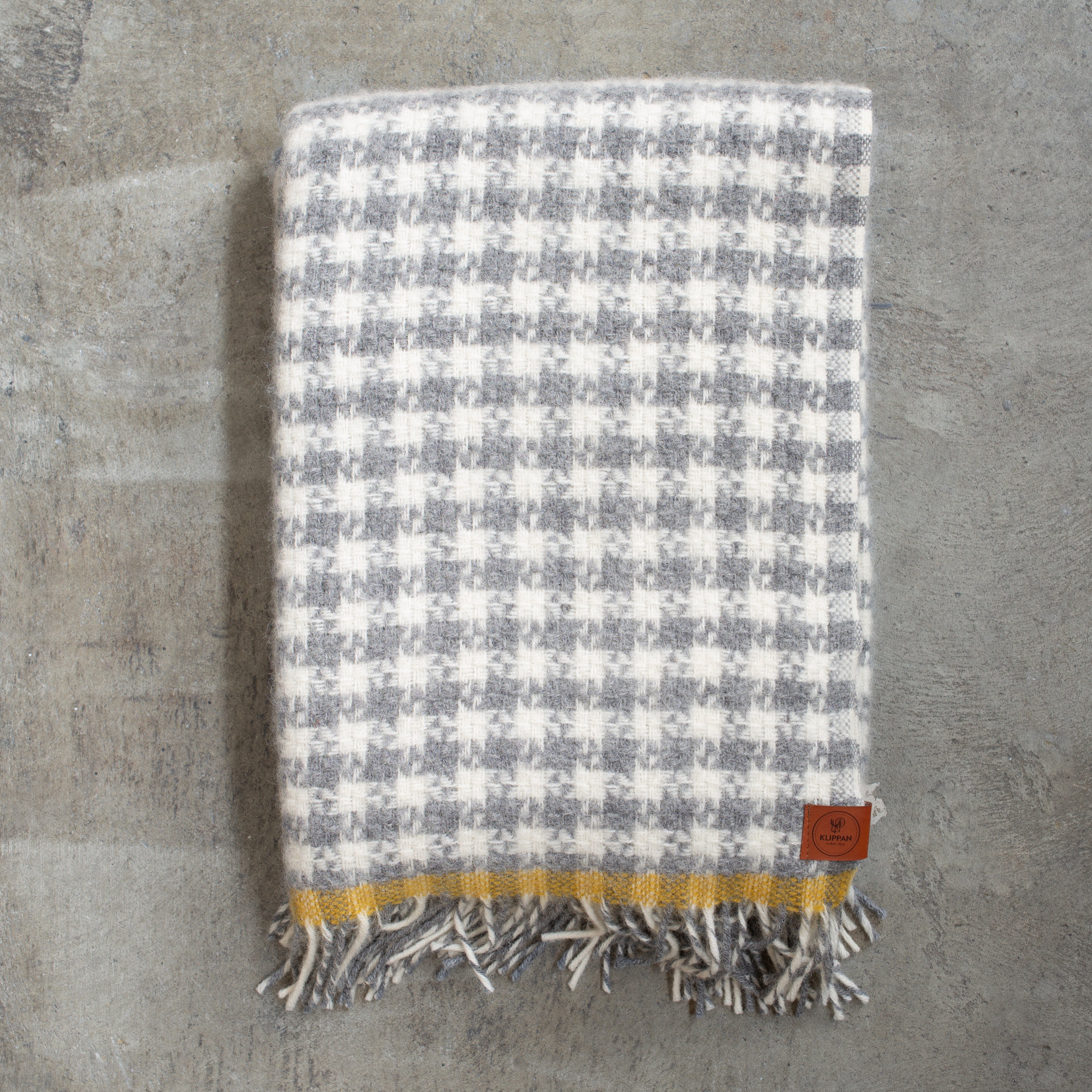 Klippan Lambswool Blanket | Dogtooth | Grey/Yellow