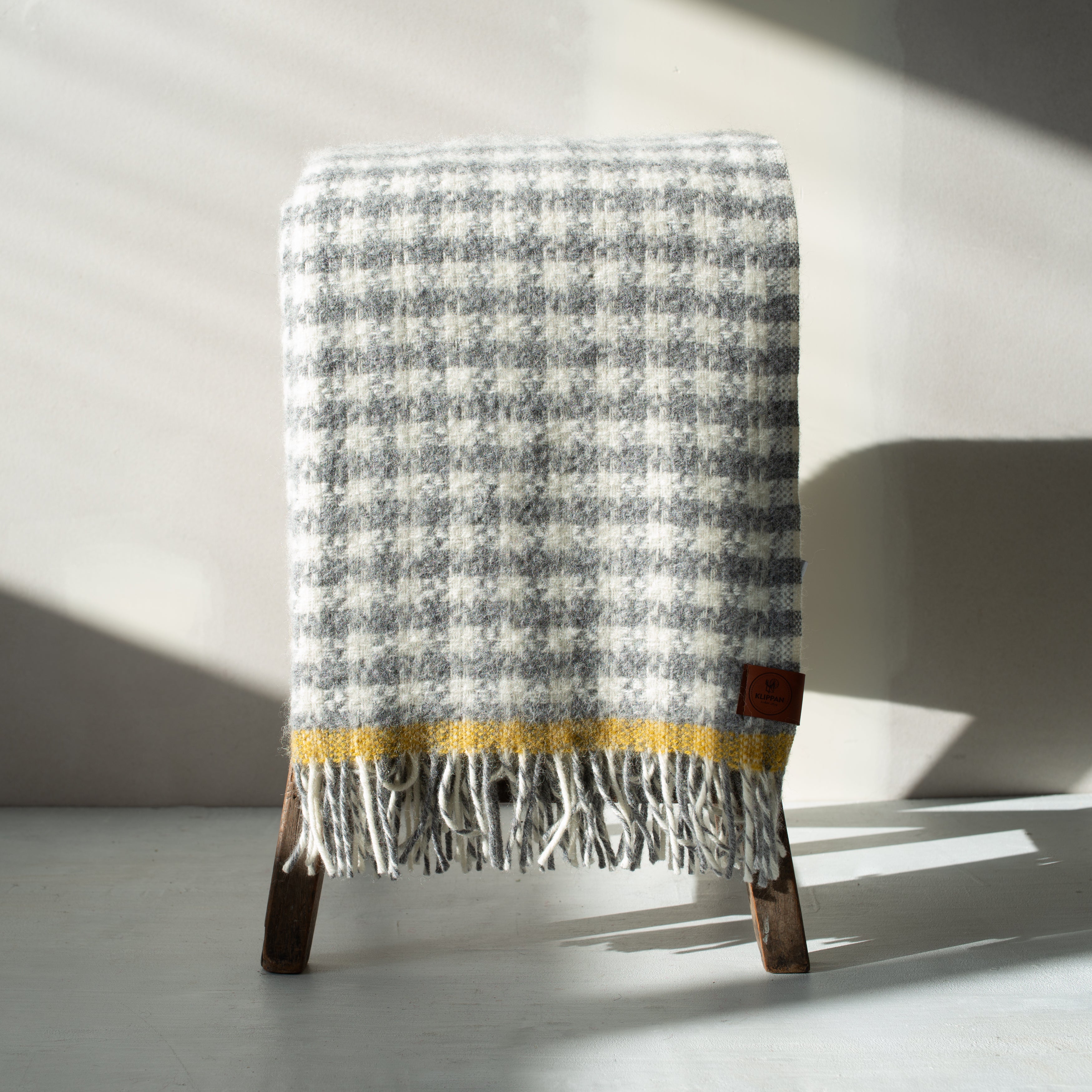 Klippan Lambswool Blanket | Dogtooth | Grey/Yellow