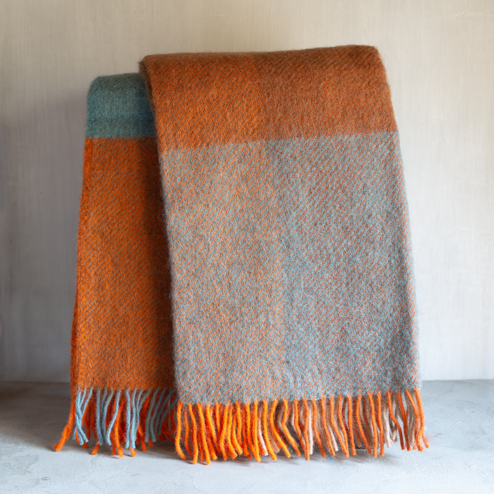 Klippan Lambswool Throw Blanket | Gotland Check | Orange