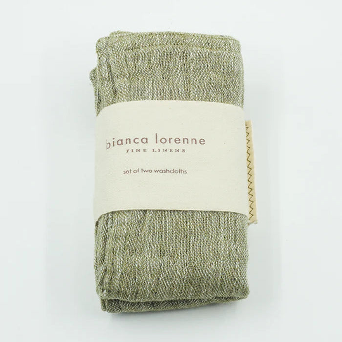 Linen + Cotton Face Washer | Moss