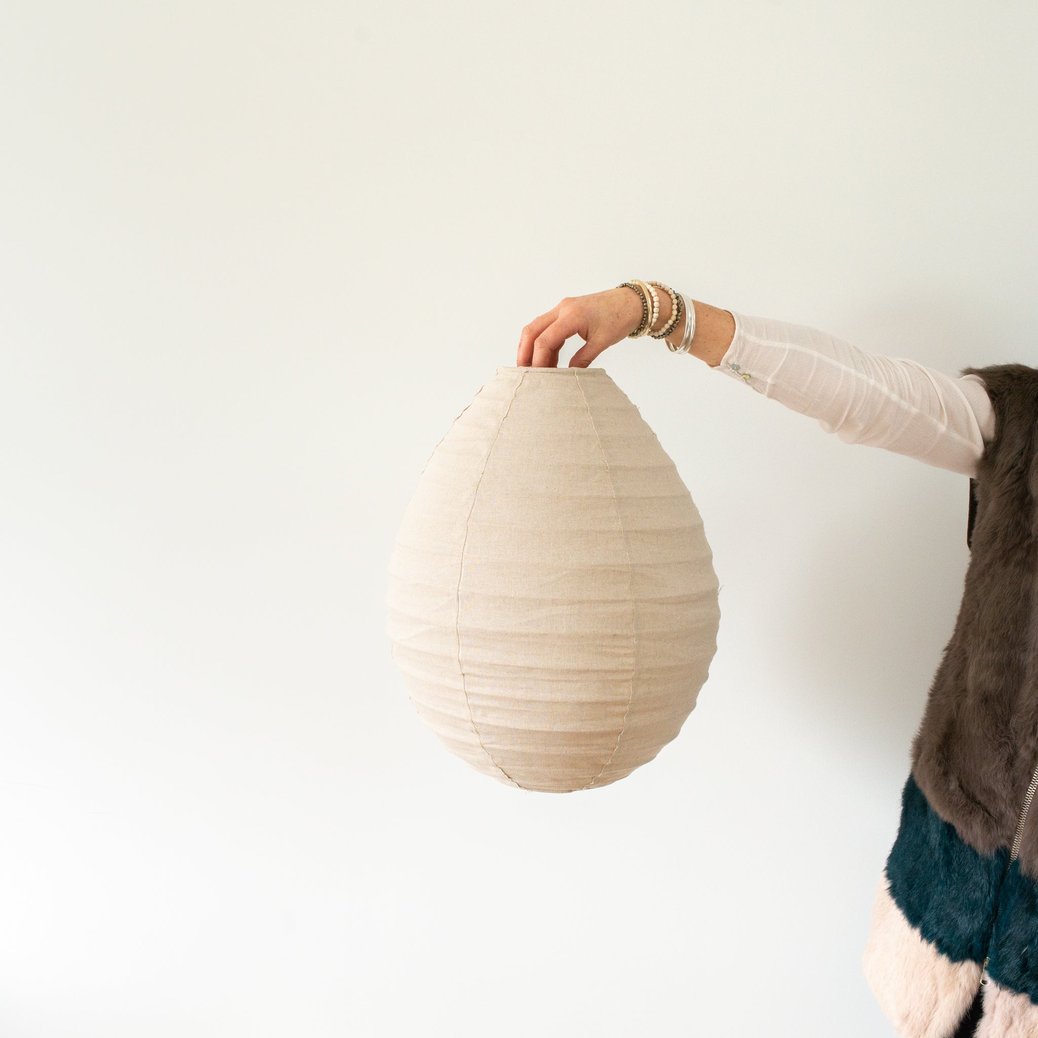 Linen Light Shade | Pear - 35cm dia. | Natural