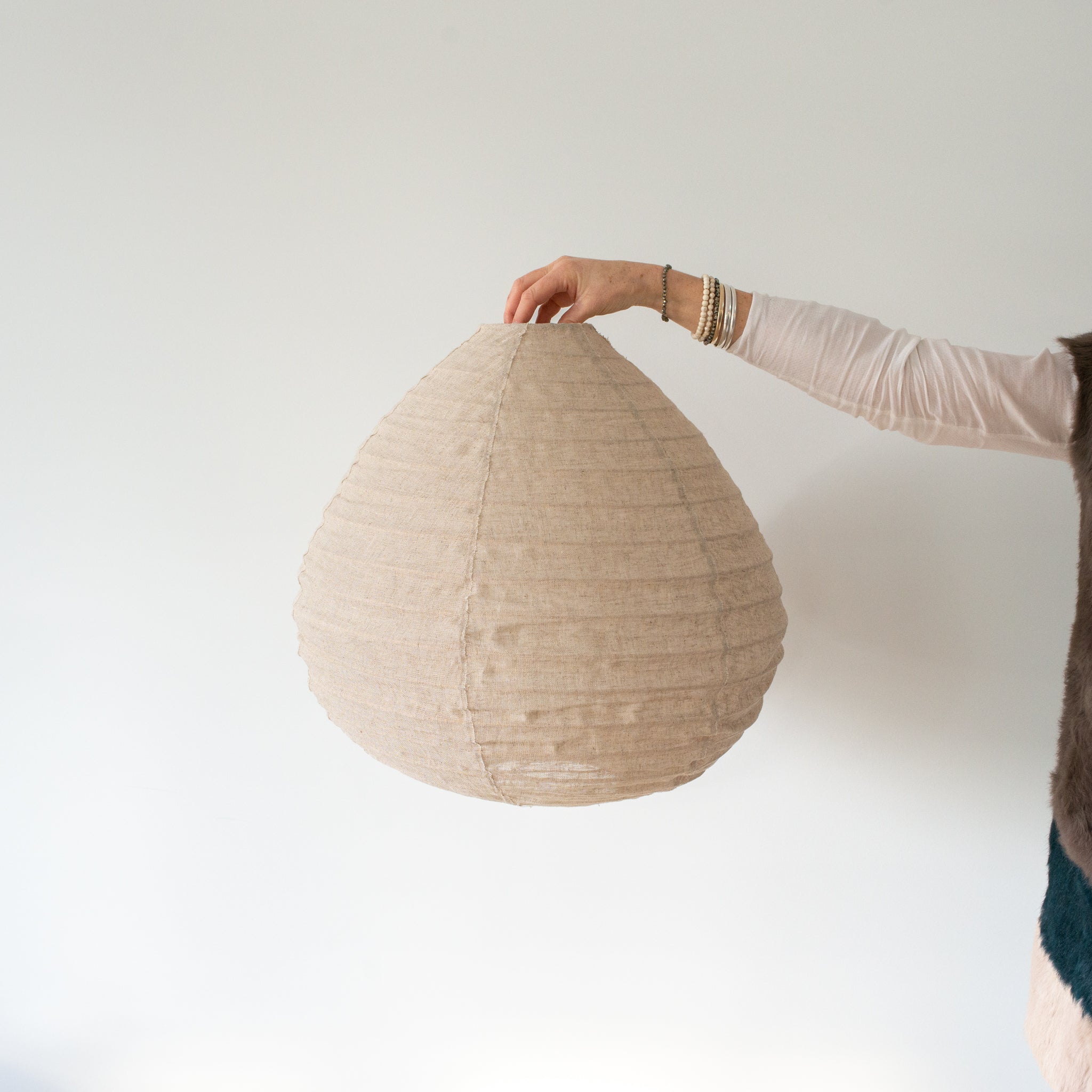 Linen Light Shade | Pear - 50cm | Natural