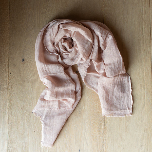 Handwoven Linen Scarf | Old Rose