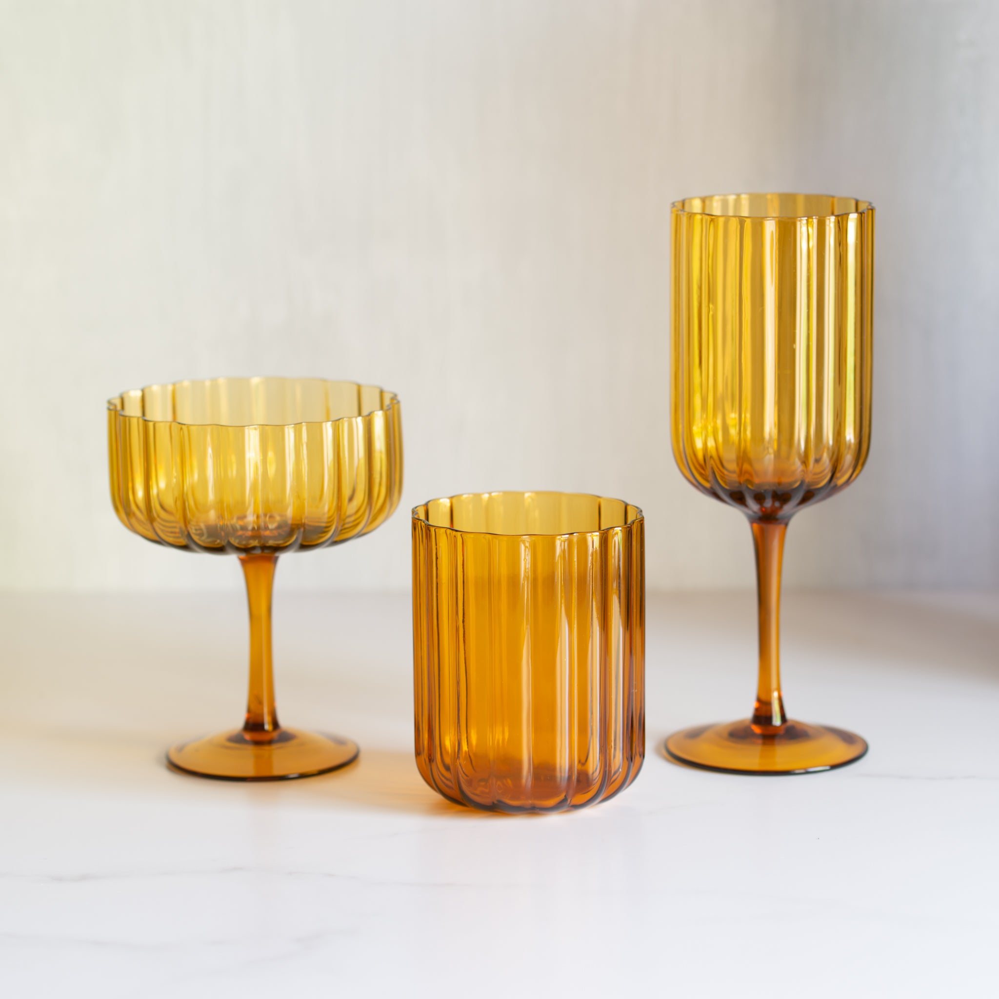 Lucille Glass Tumbler  | Amber