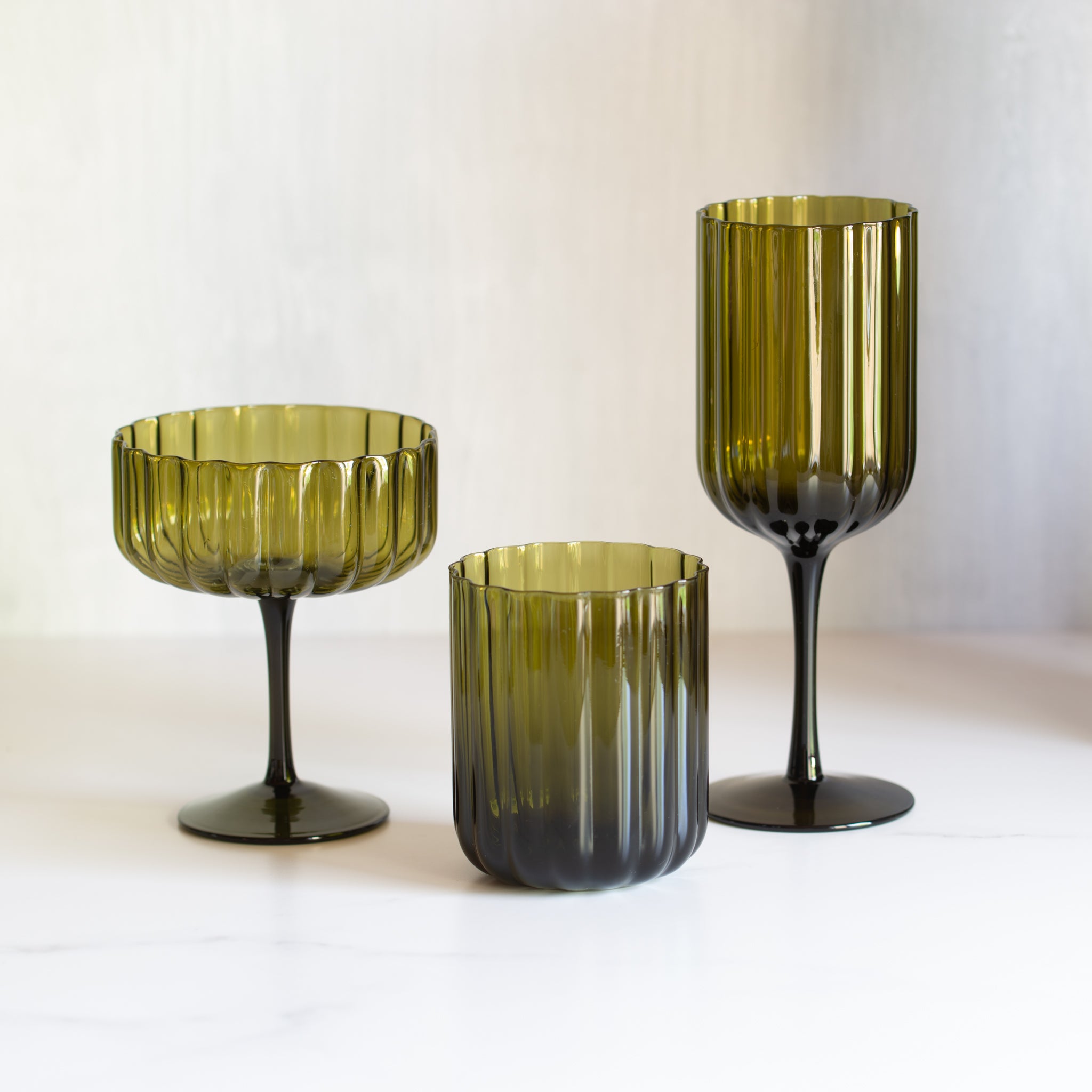 Lucille Coupe Glass | Set/2 | Olive