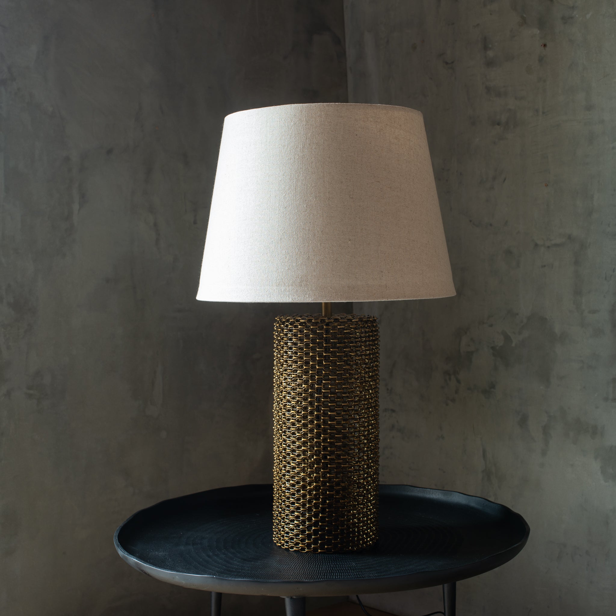 Maglia Woven Metal Table Lamp | Antique Brass