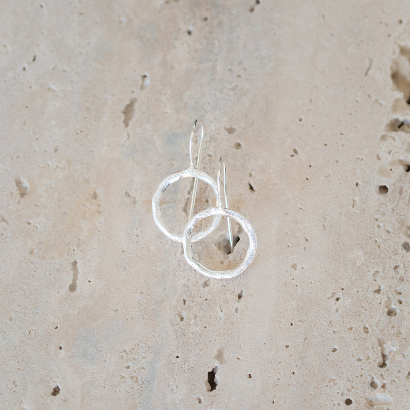 M+P | Organic Circle Drop Earrings | Silver