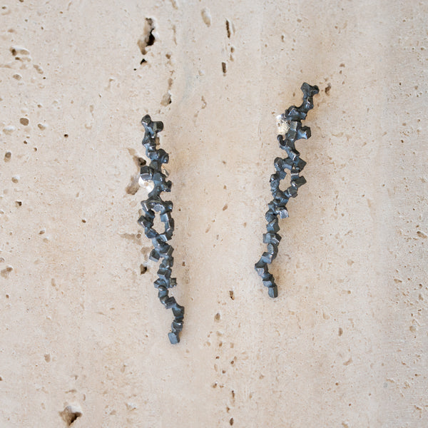 M+P | Druzy Earrings | Oxidised Silver