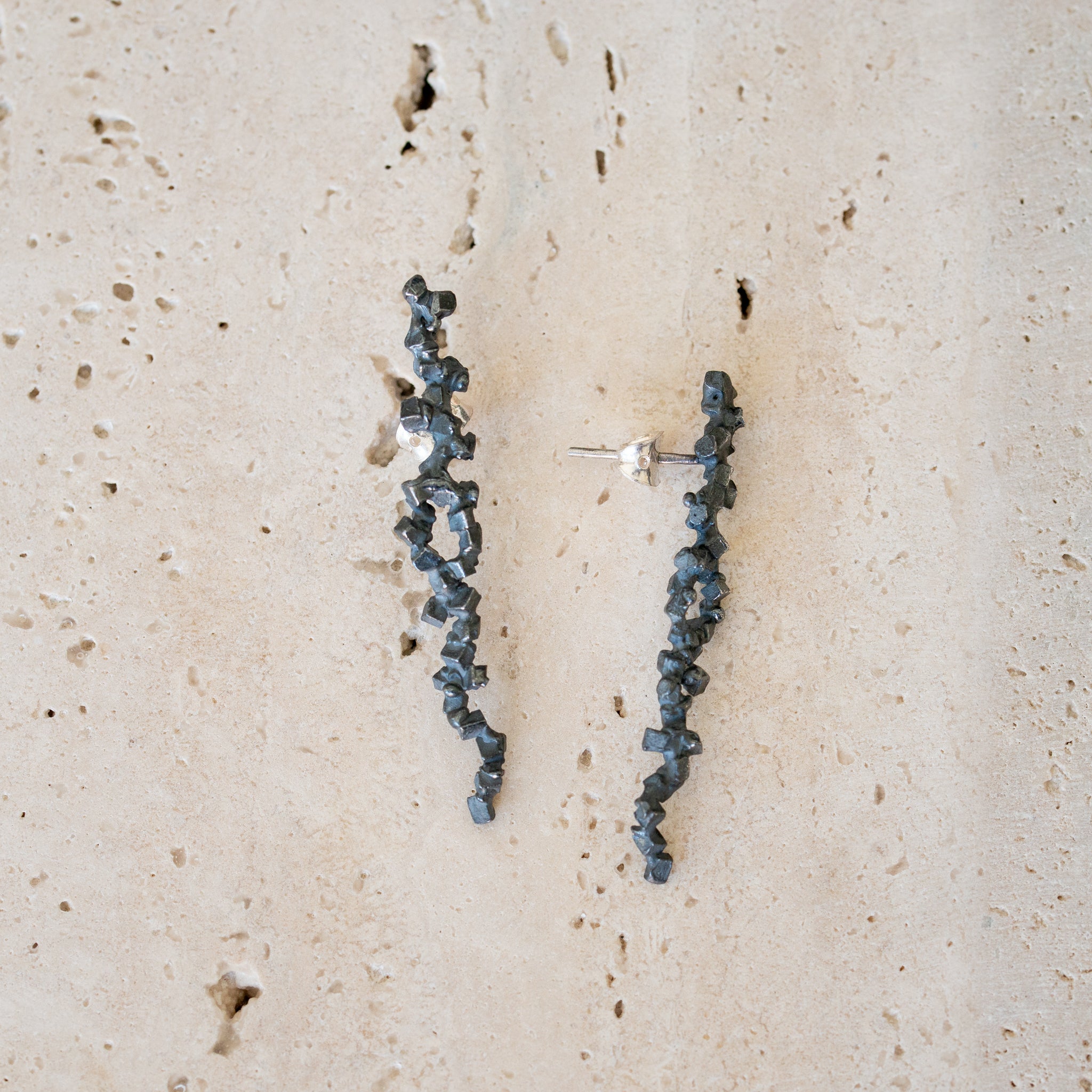 M+P | Druzy Earrings | Oxidised Silver