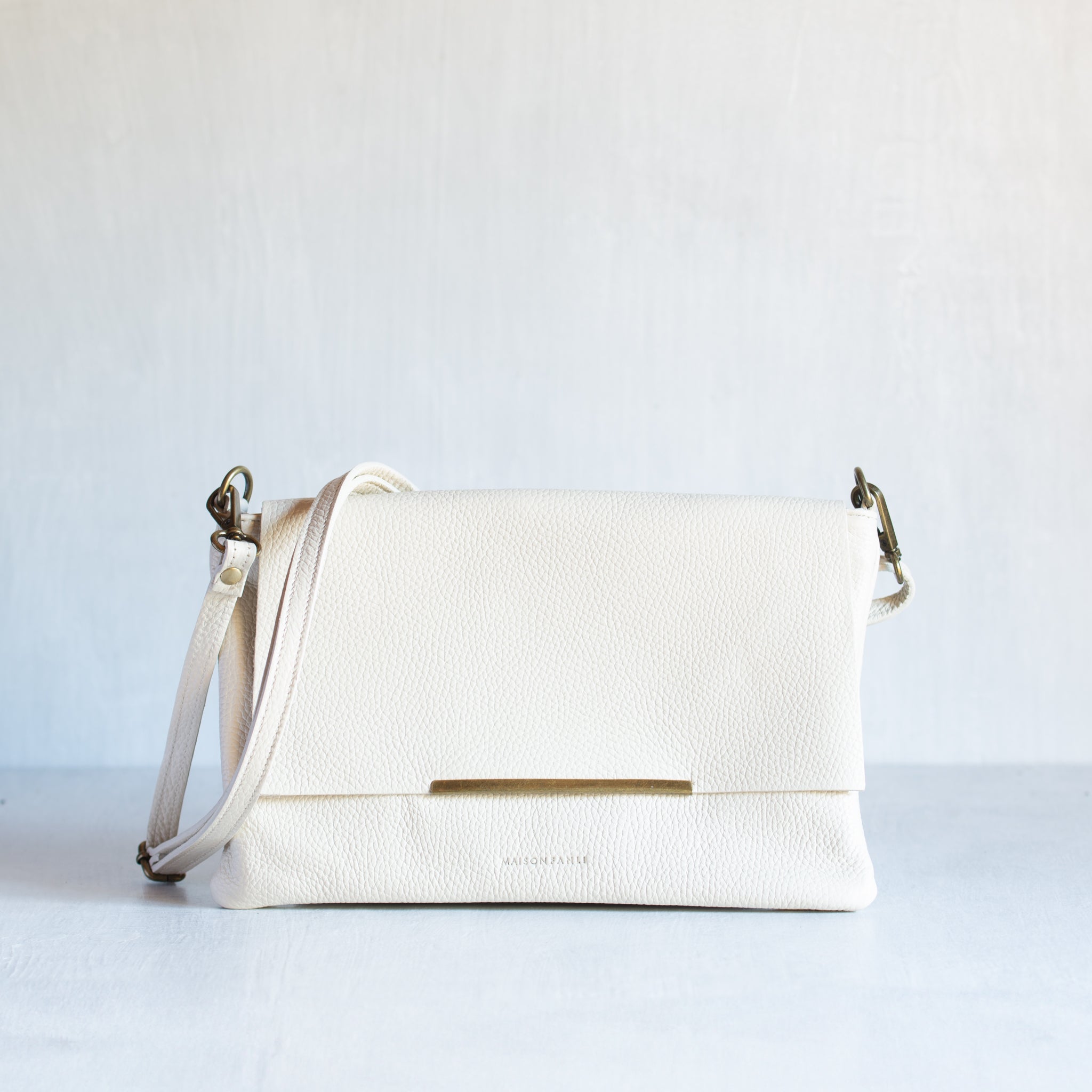Maison Fanli | Leather Cross Body Bag | Cream