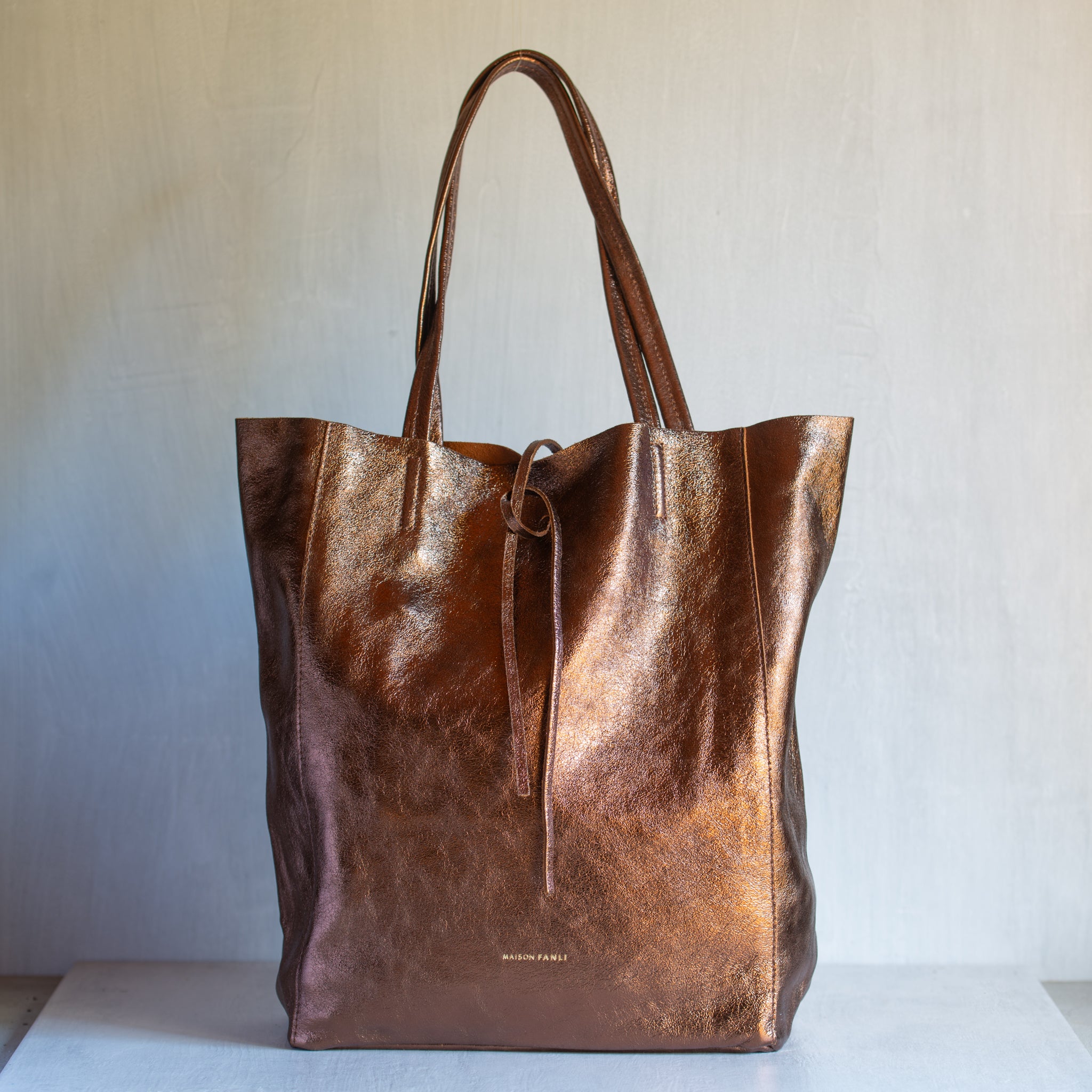 Maison Fanli | Large Leather Tote | Metallic Bronze