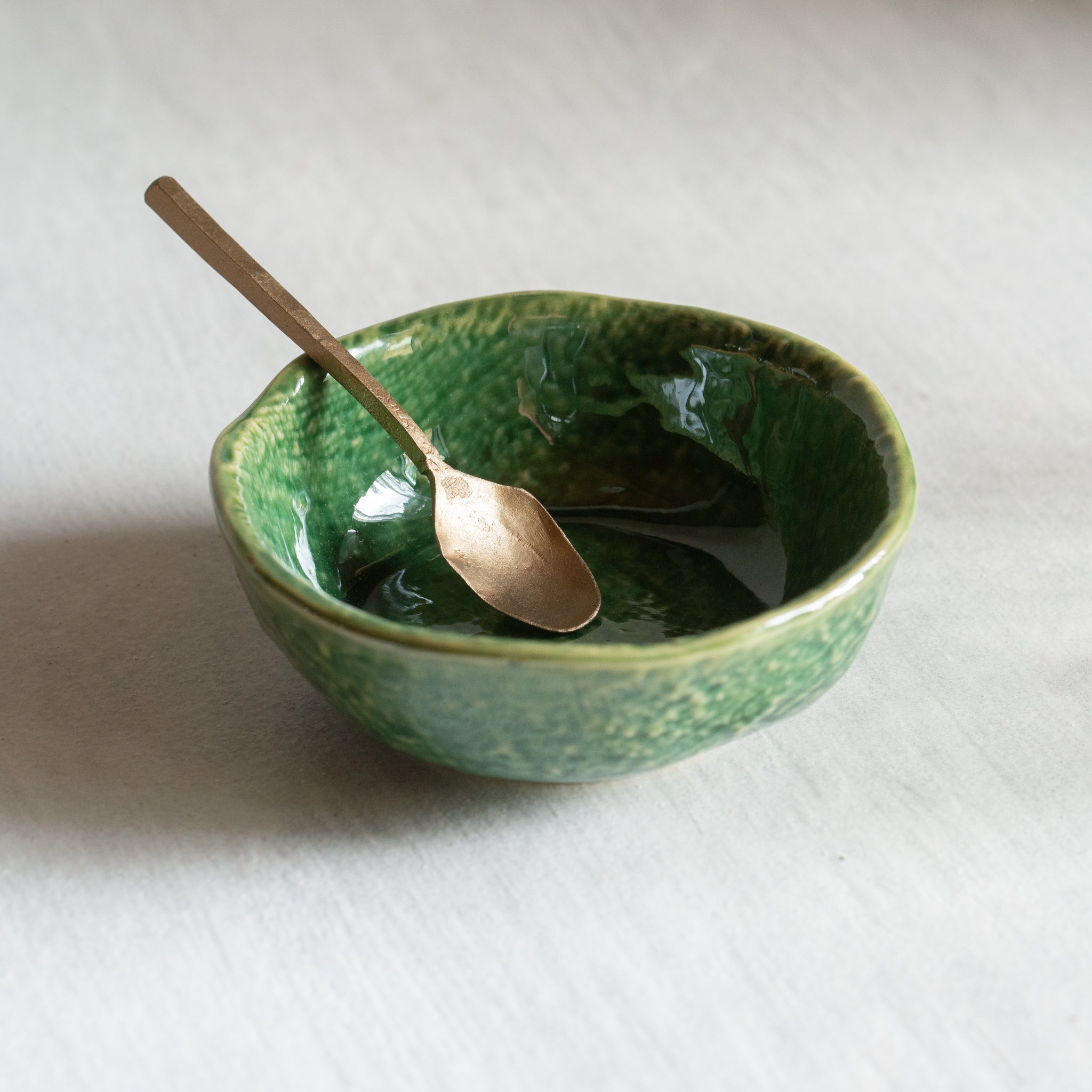 Hand Forged Salt Spoon | Antique Brass Finish | 8cm