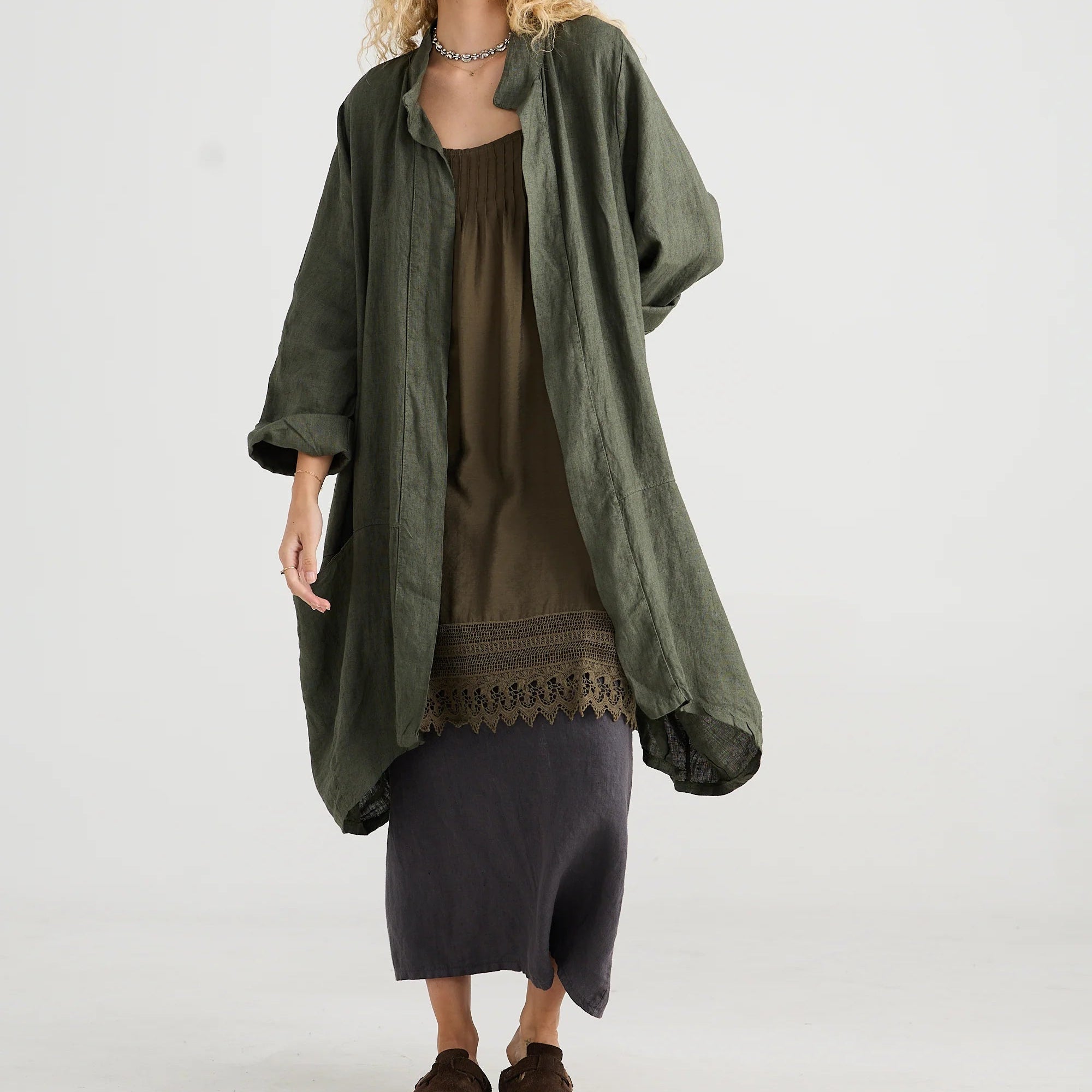 Amelie Slip Dress | Moss