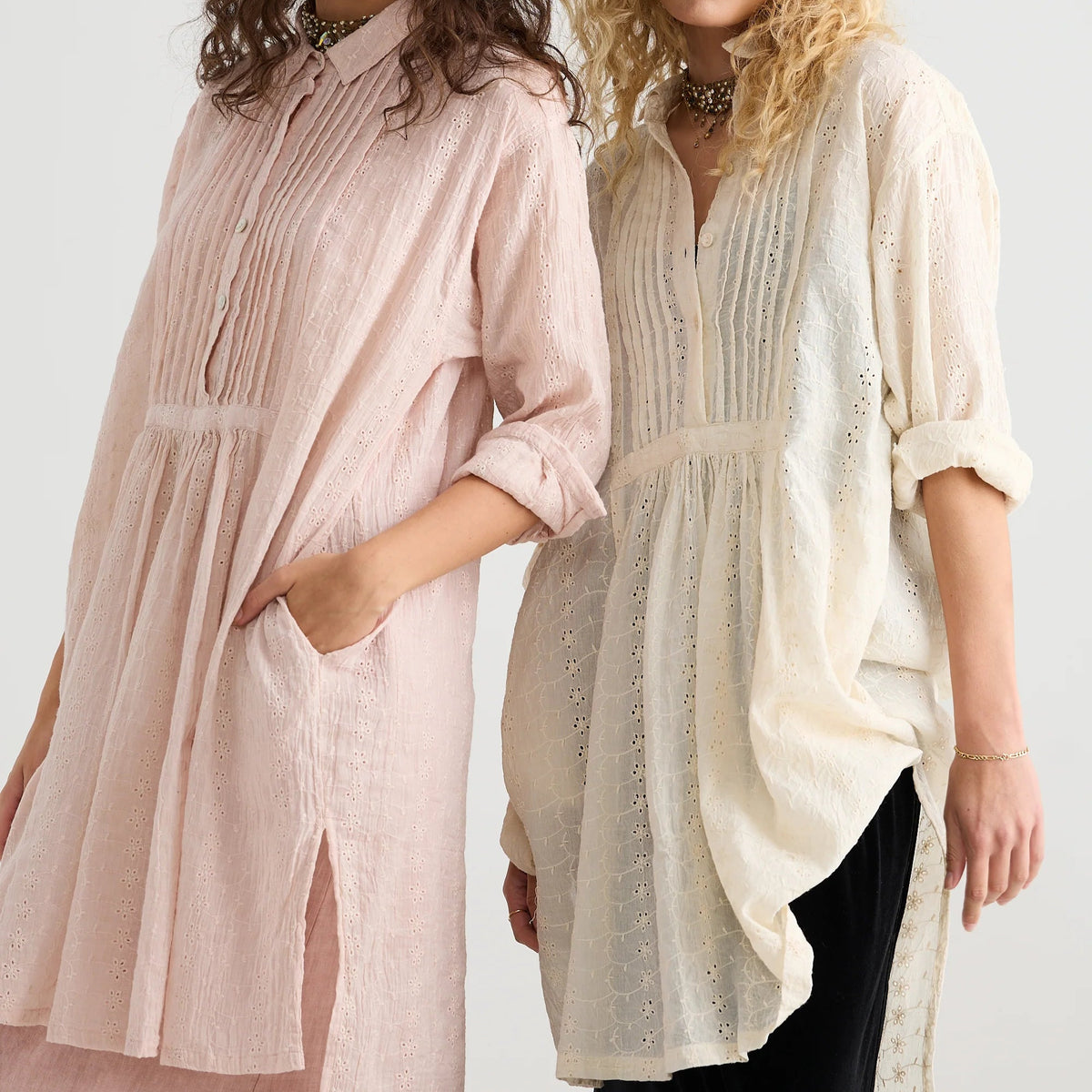 Prairie Long Lace Shirt | Blush