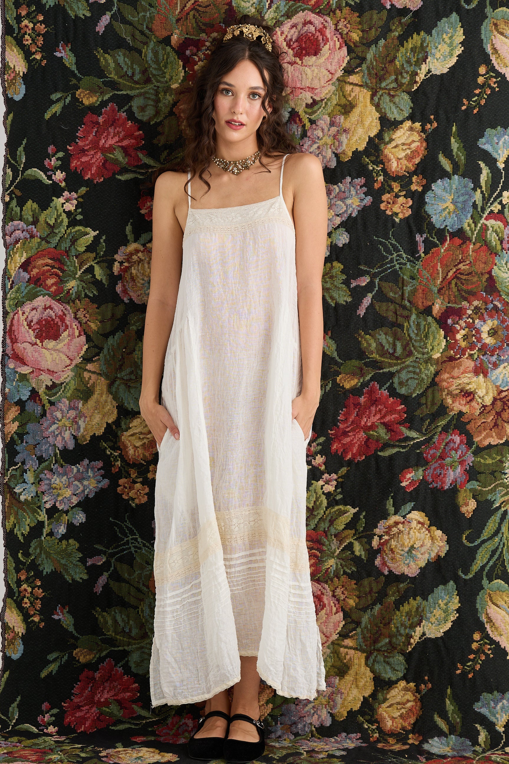 Isadore Linen Cami Dress | Cream