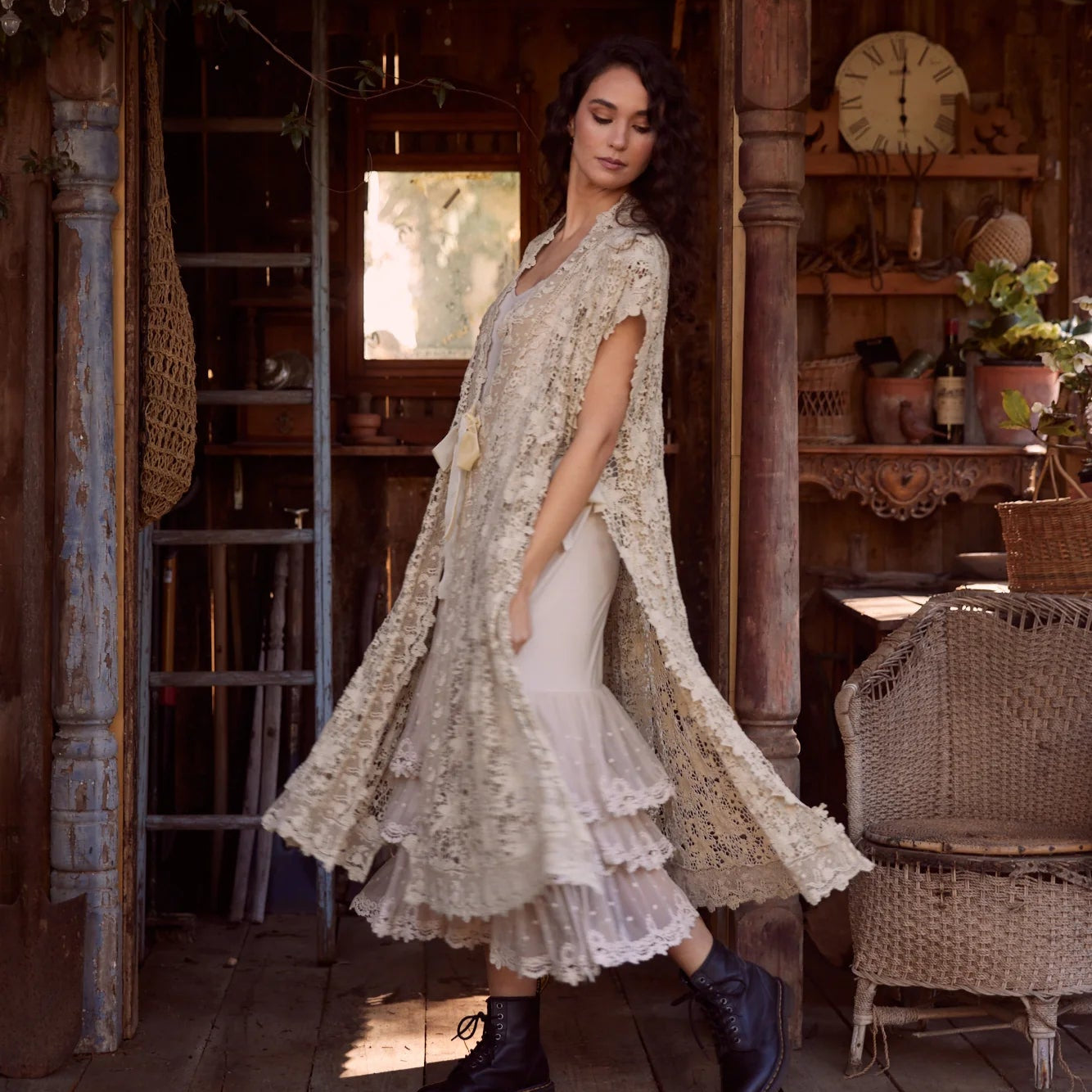 Empress Lace Duster | Stone