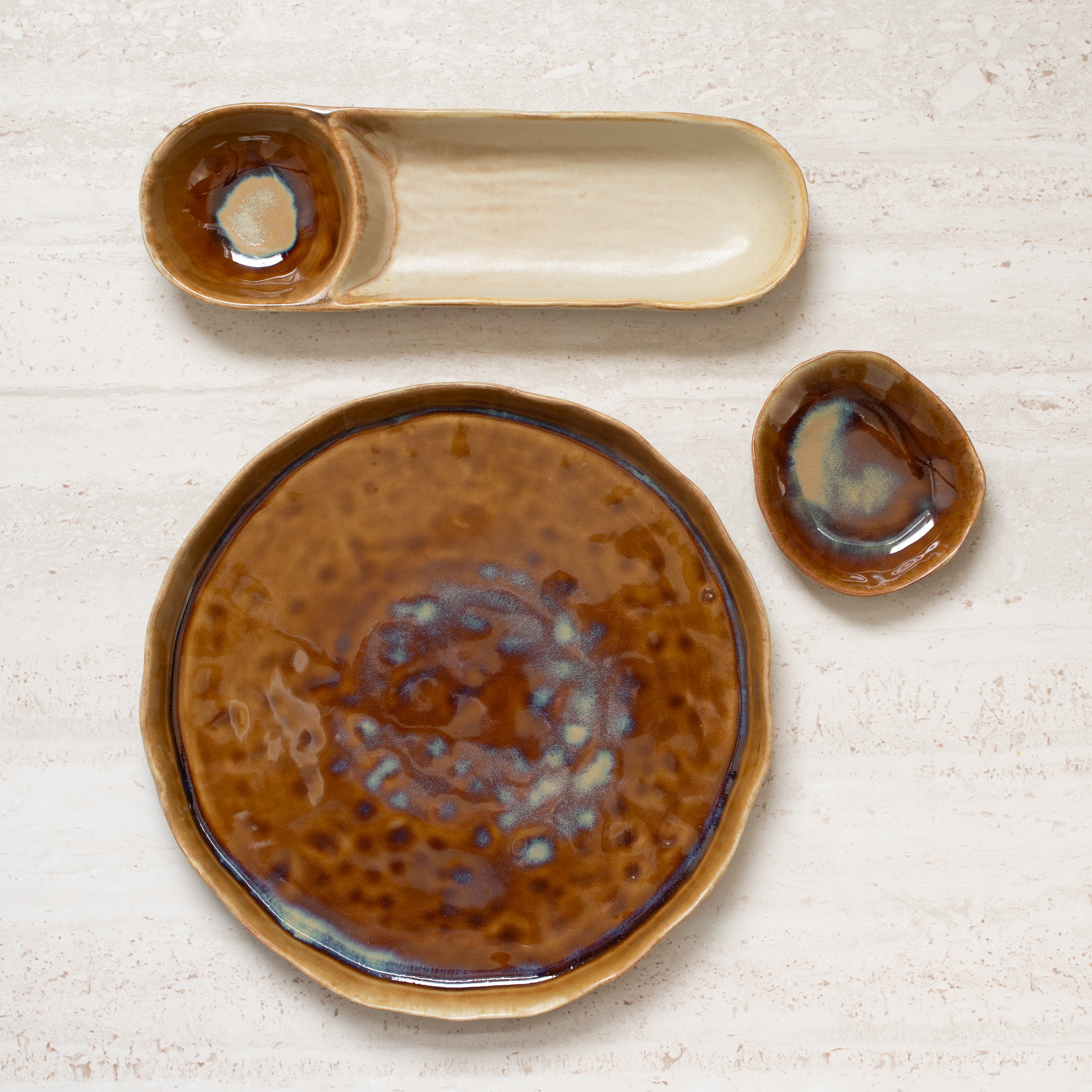 Miya Ceramic Olive Dish | Toffee + Natural