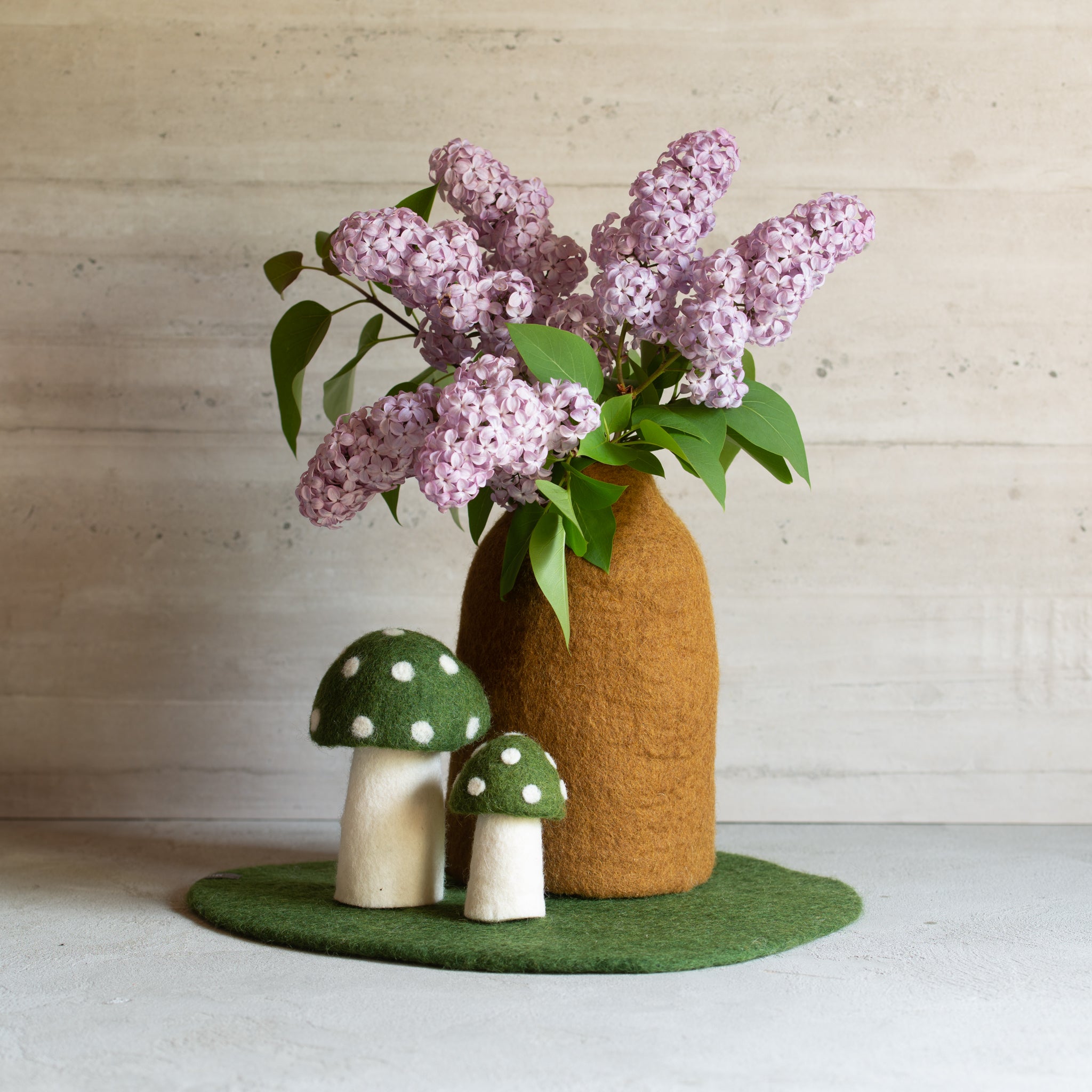 Muskhane Felt Mushroom Set of 2 | Dotty | Olive